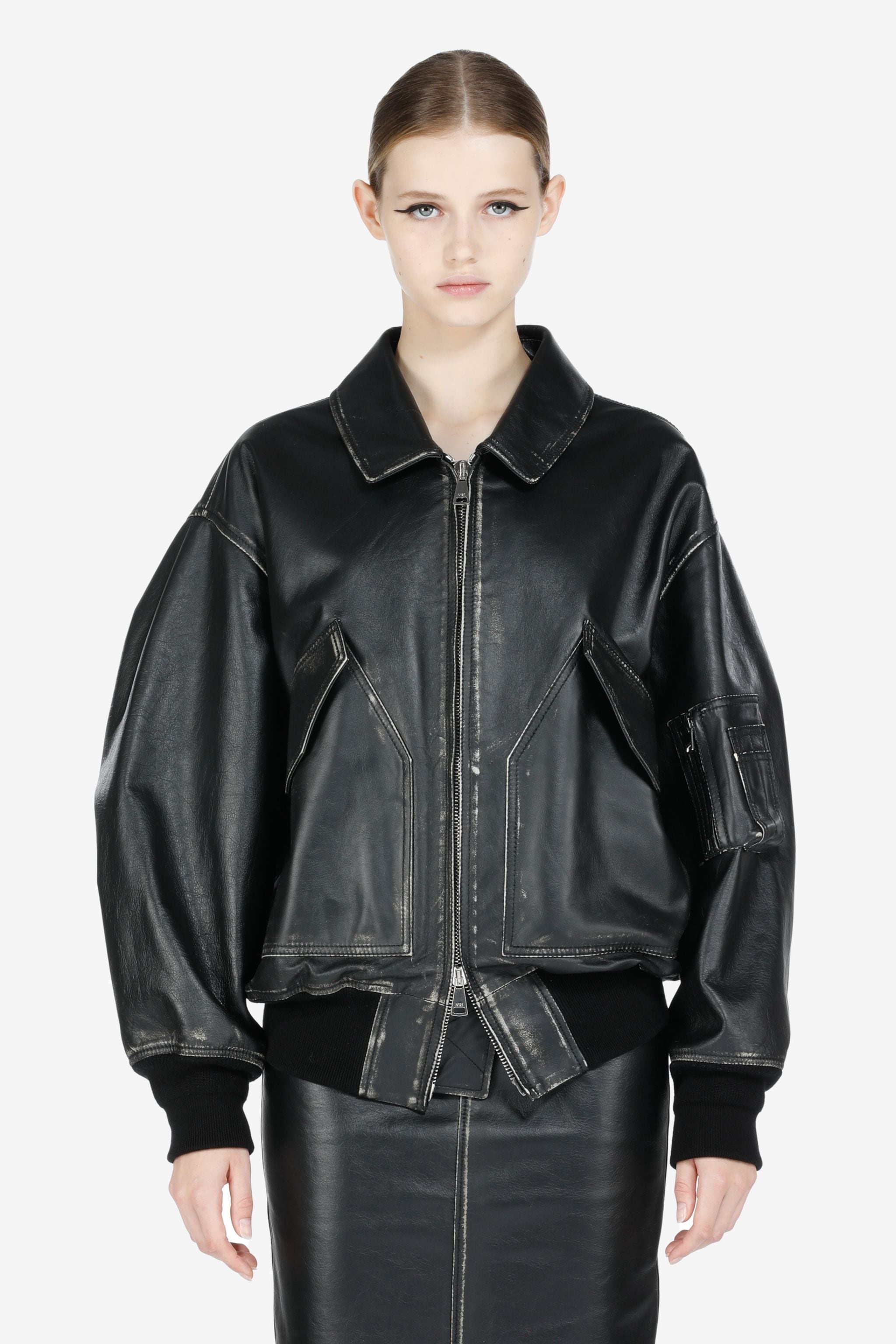 LEATHER BOMBER JACKET - 1