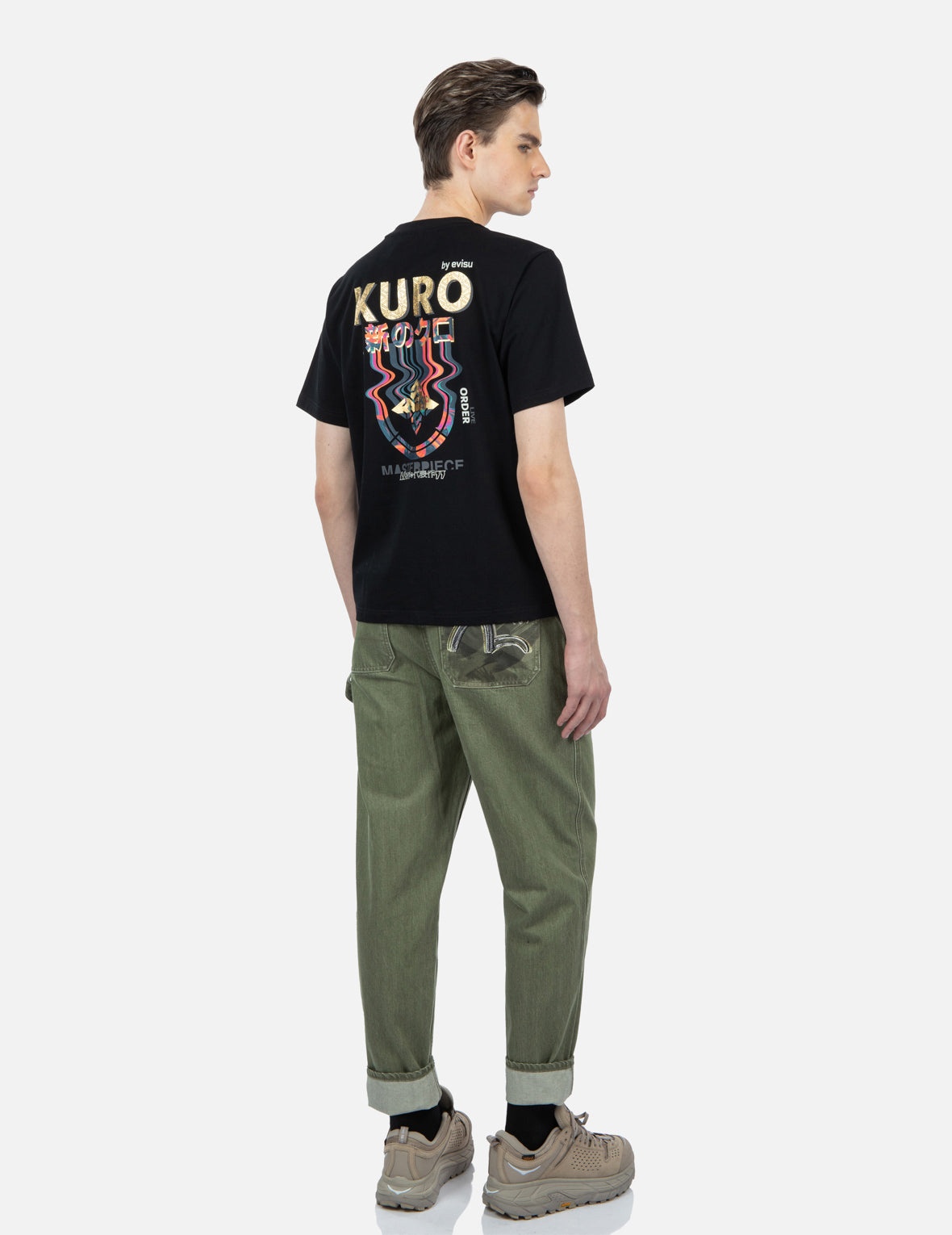 Brush Effect Seagull Print Carrot Jeans - 3