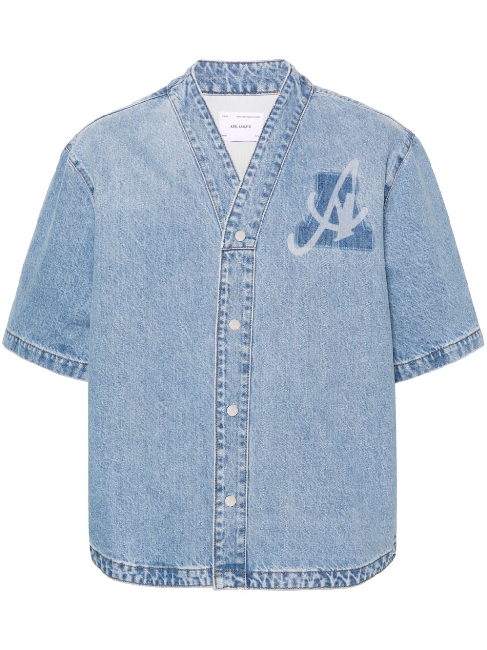 logo-print denim shirt - 1