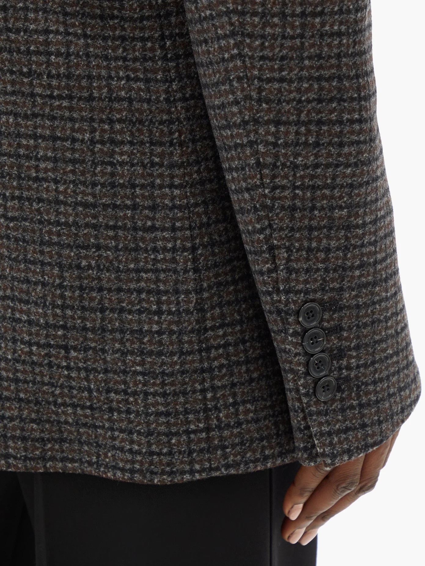 Oversized checked wool-blend blazer - 3