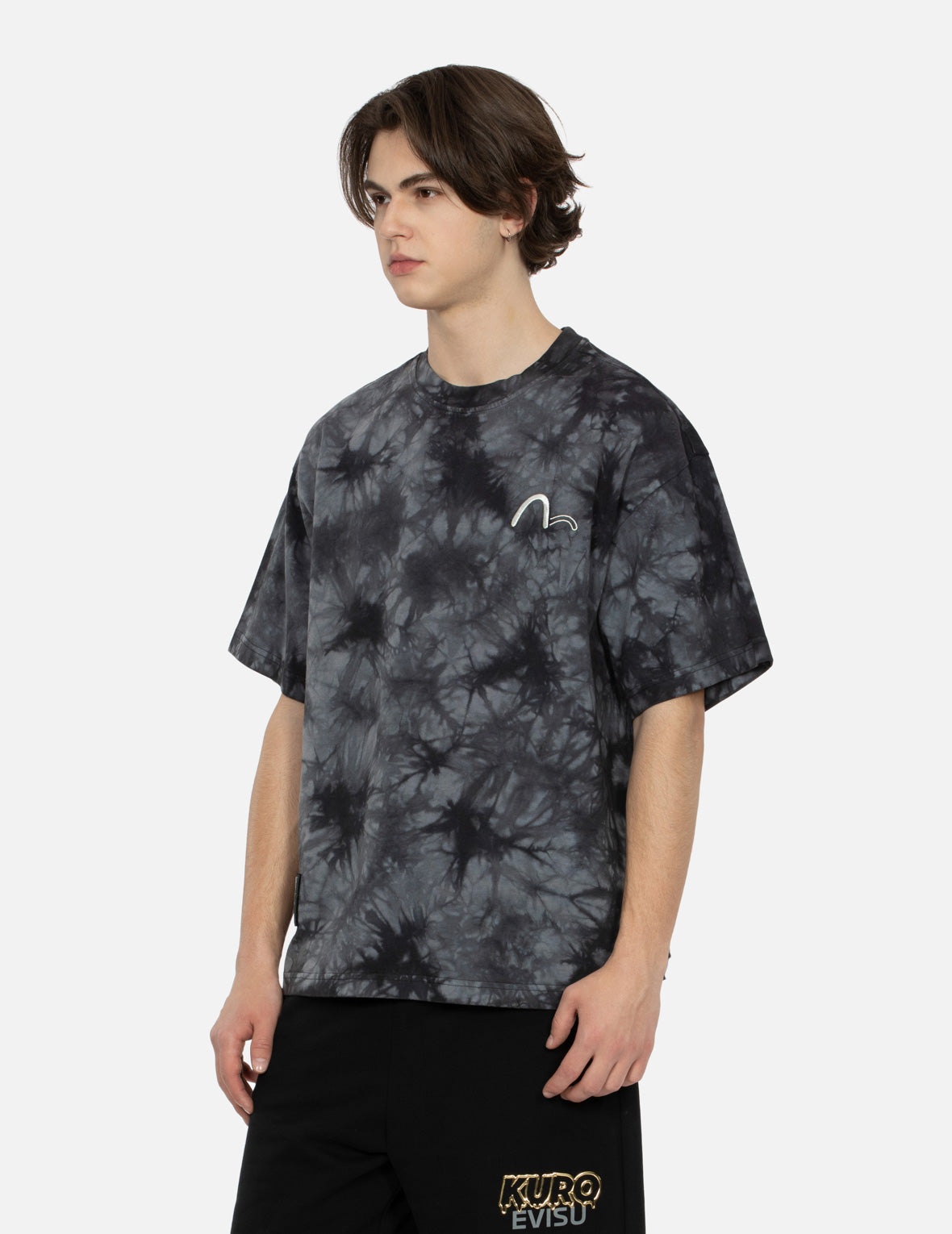Tie-Dye with Seagull Embroidery Loose Fit T-Shirt - 12