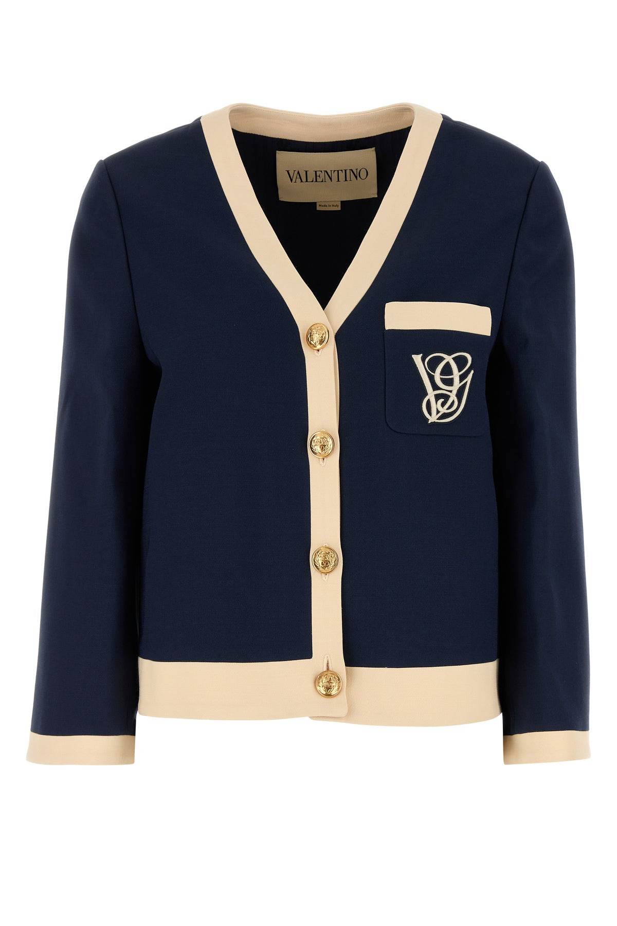 Navy blue wool blend blazer - 1