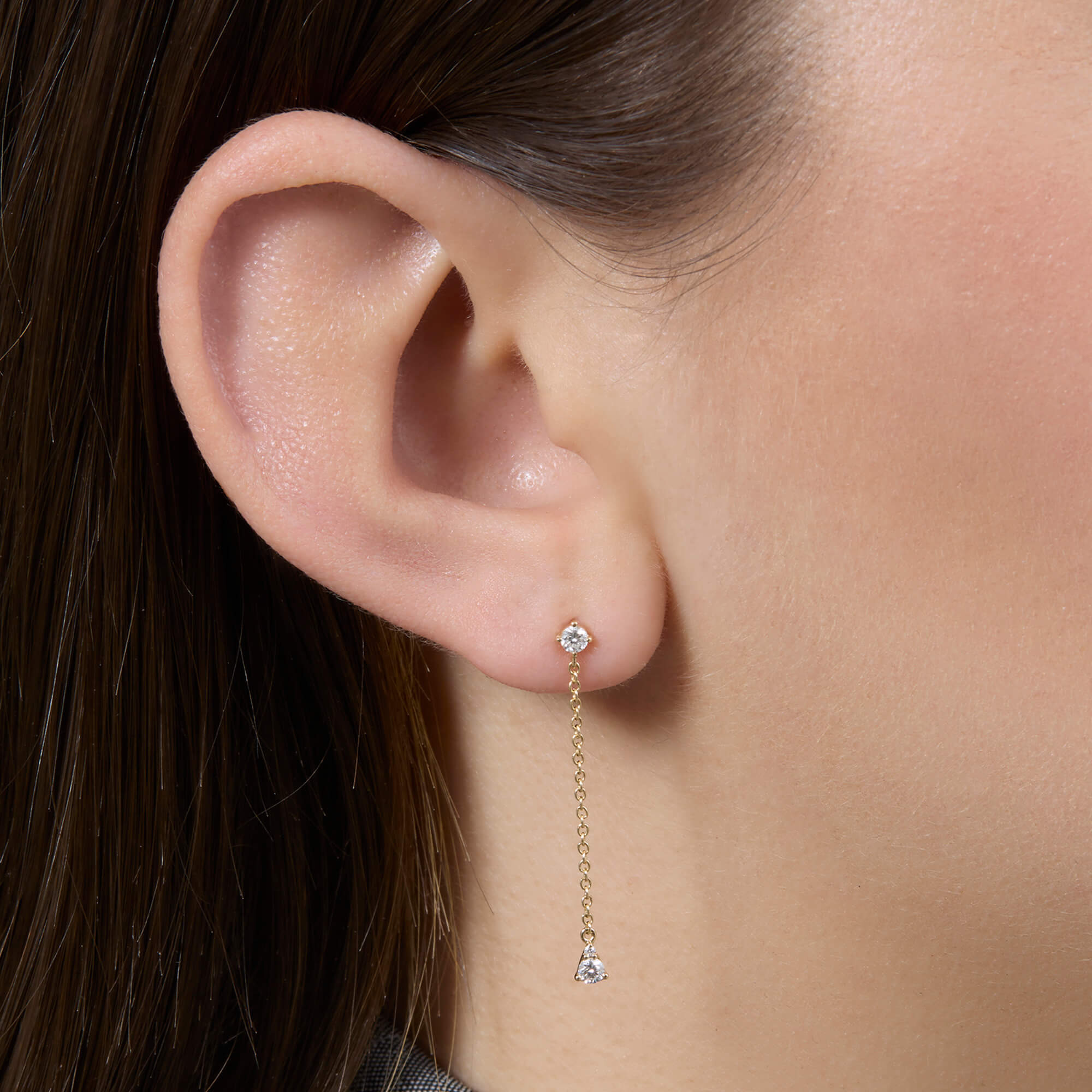 Perfect Pear Diamond Line Drop Earrings - 2