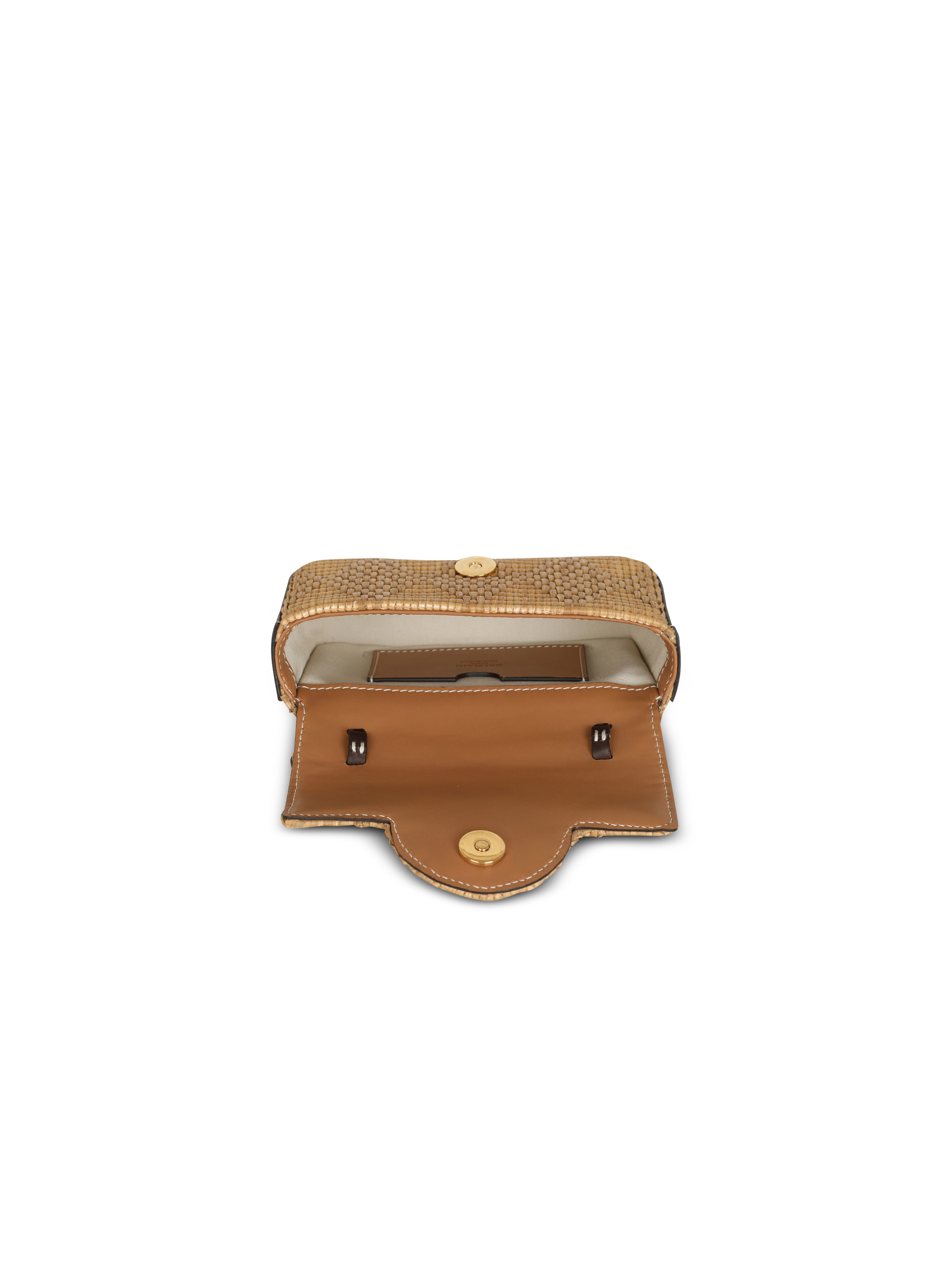 B-Buzz Mini bag in leather and raffia - 4