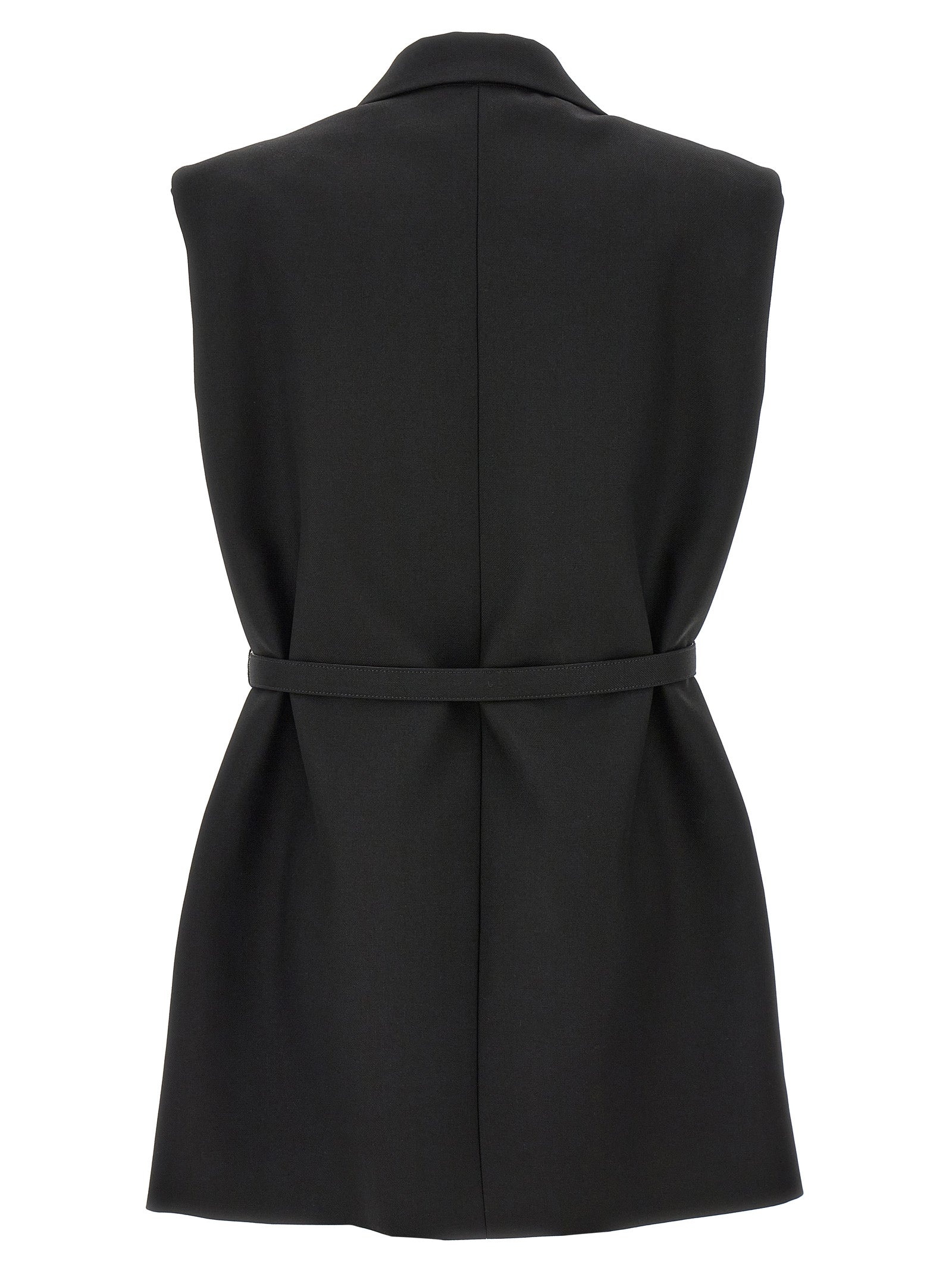 Belt Wool Vest Gilet Black - 2