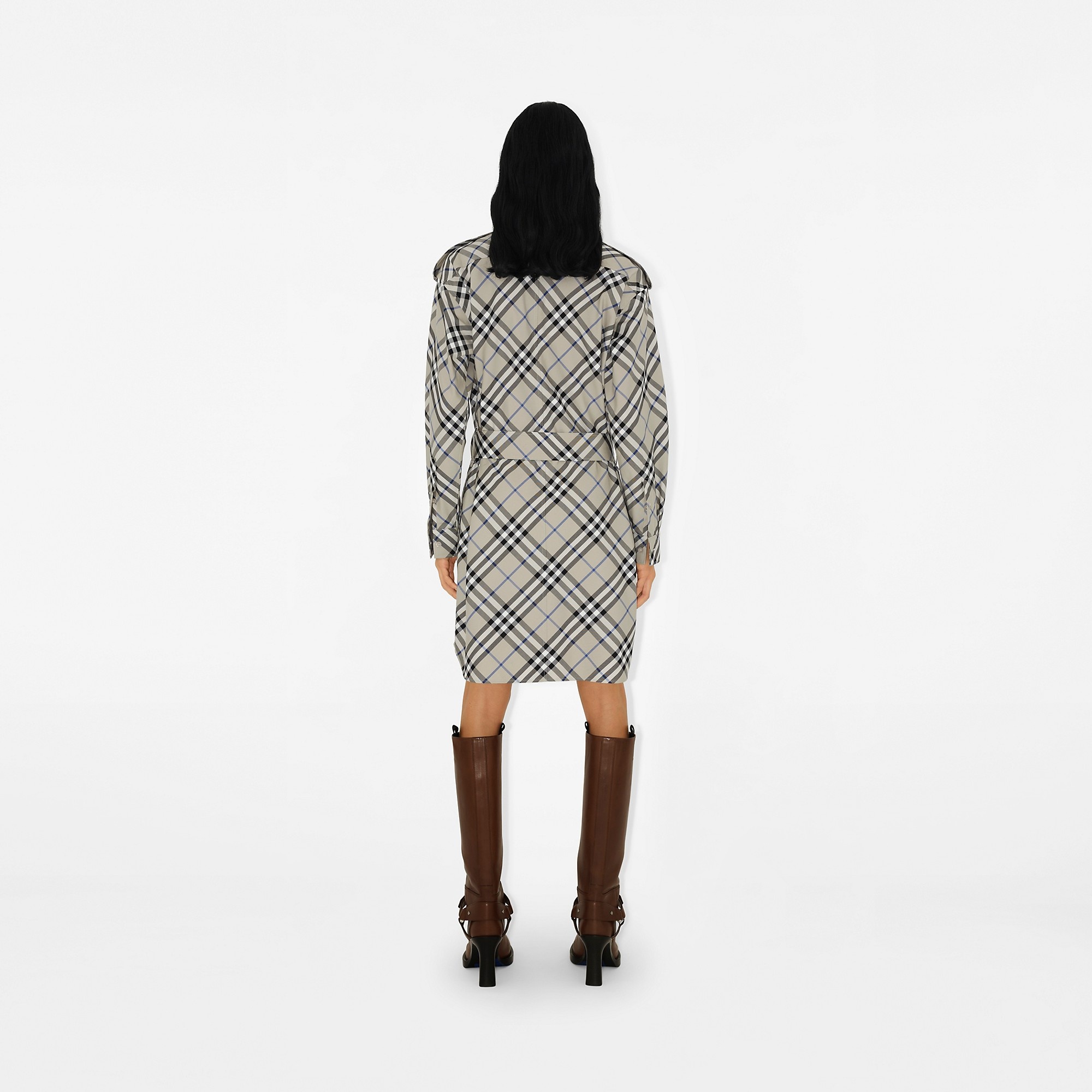 Check Cotton Shirt Dress - 4