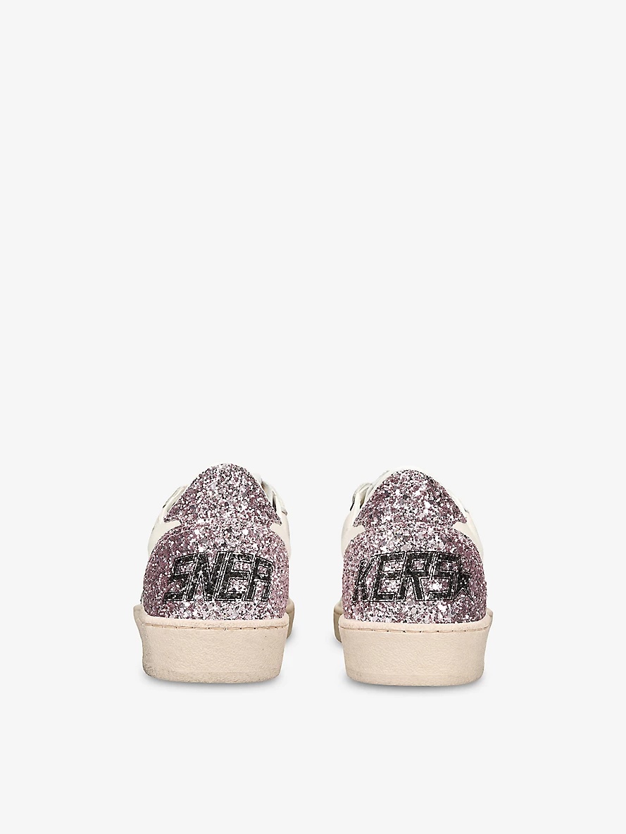 Ballstar 80184 glitter-embellished leather low-top trainers - 4