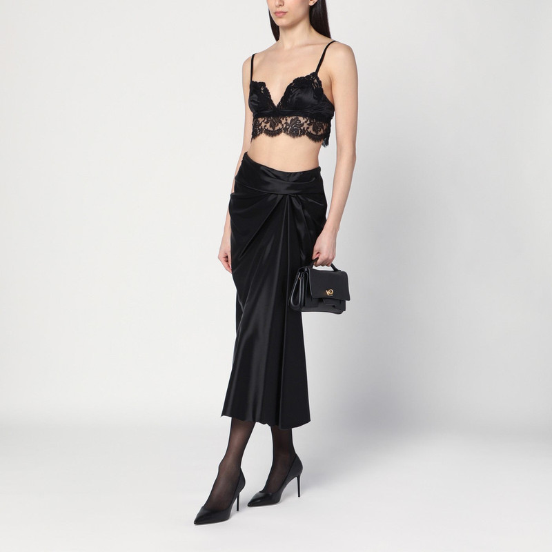 BALENCIAGA Draped black skirt in cupro twill outlook
