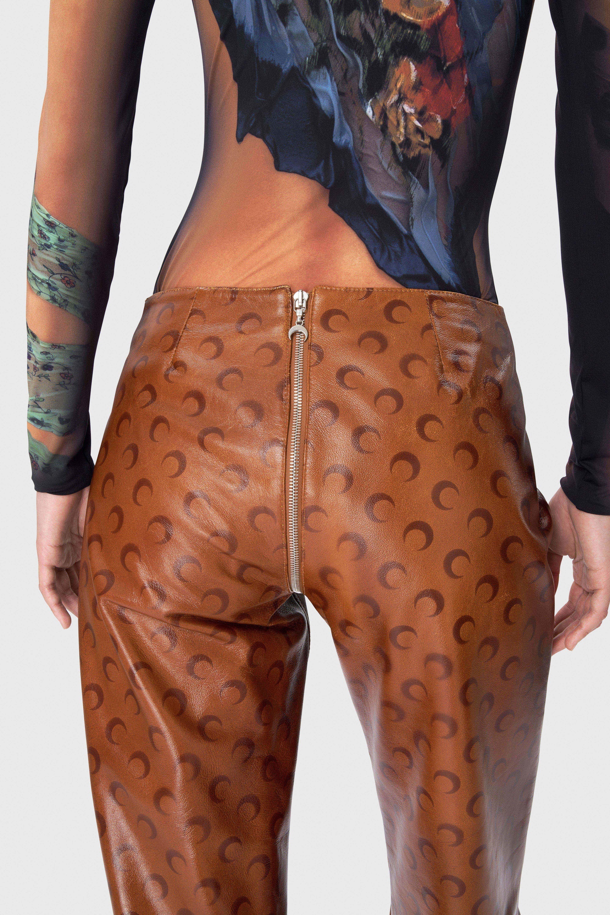 Moon Airbrushed Leather Wide Leg Pants - 4