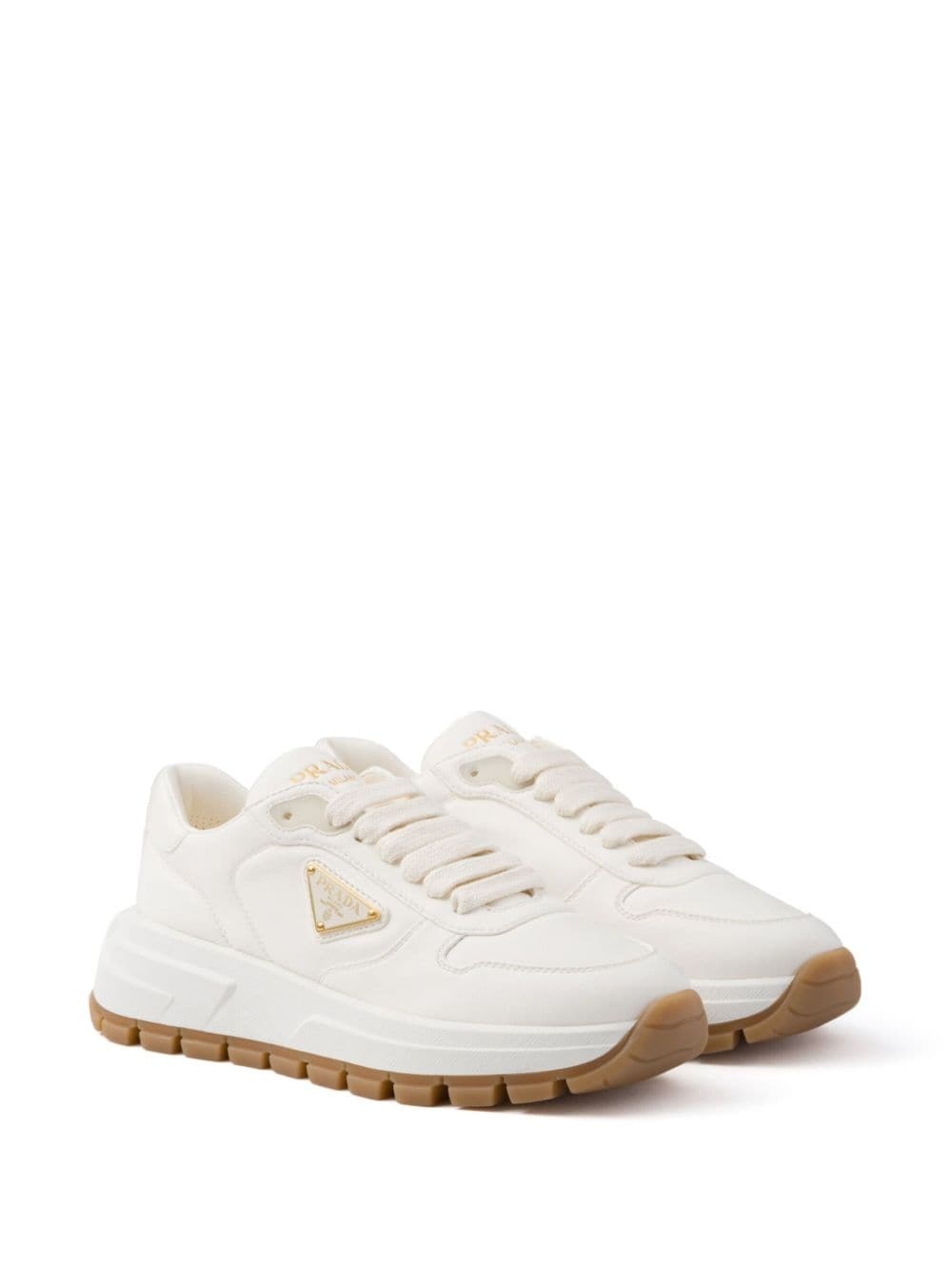 triangle-logo leather sneakers - 2
