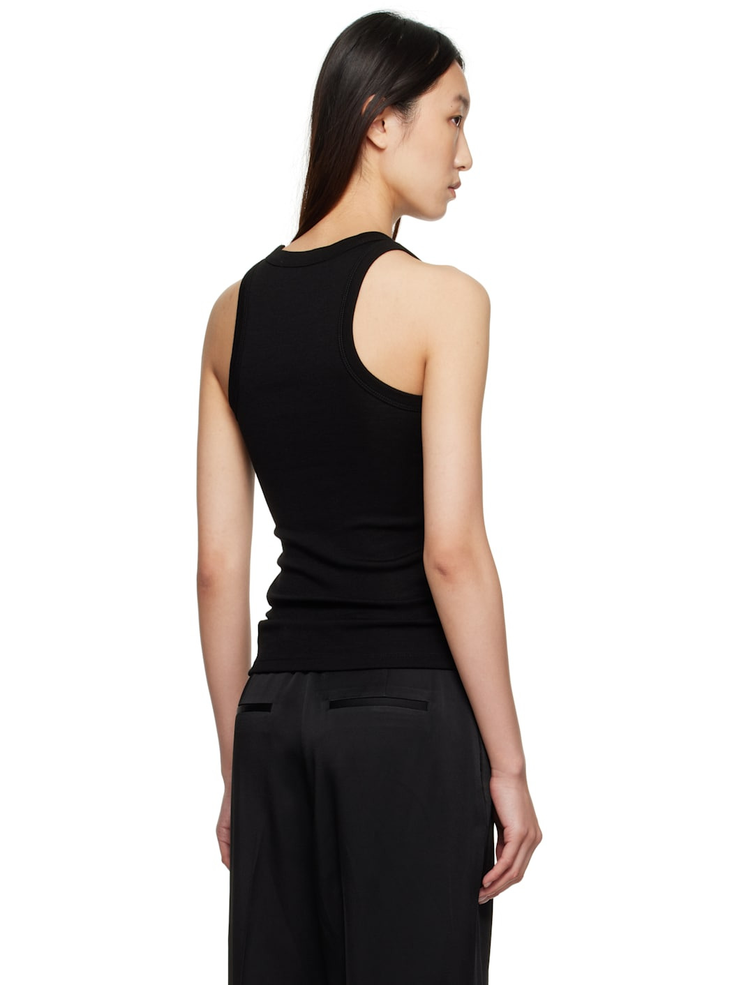 Black Racerback Merino Jersey Tank Top - 3