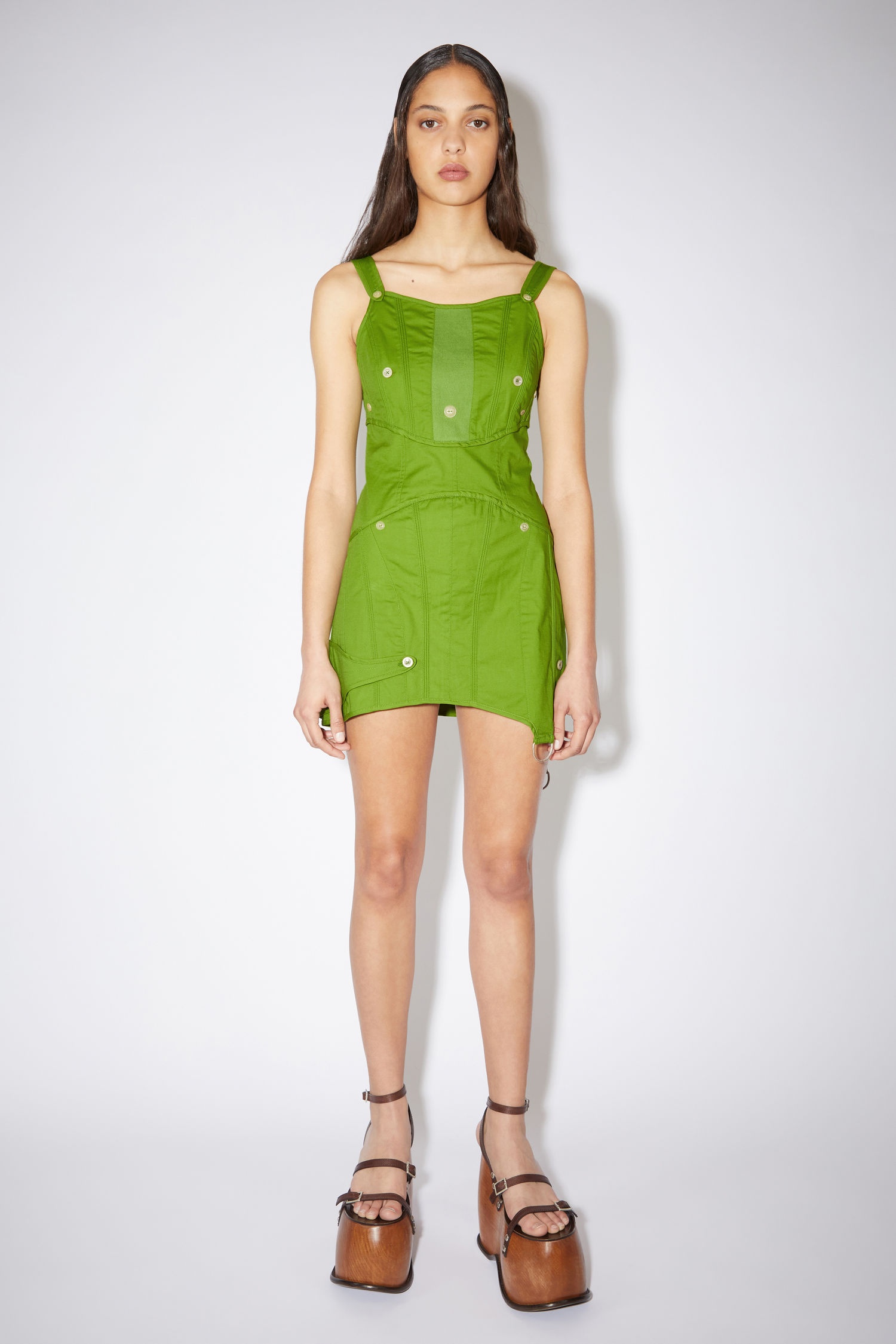 Fitted strap dress - Bright Green - 2