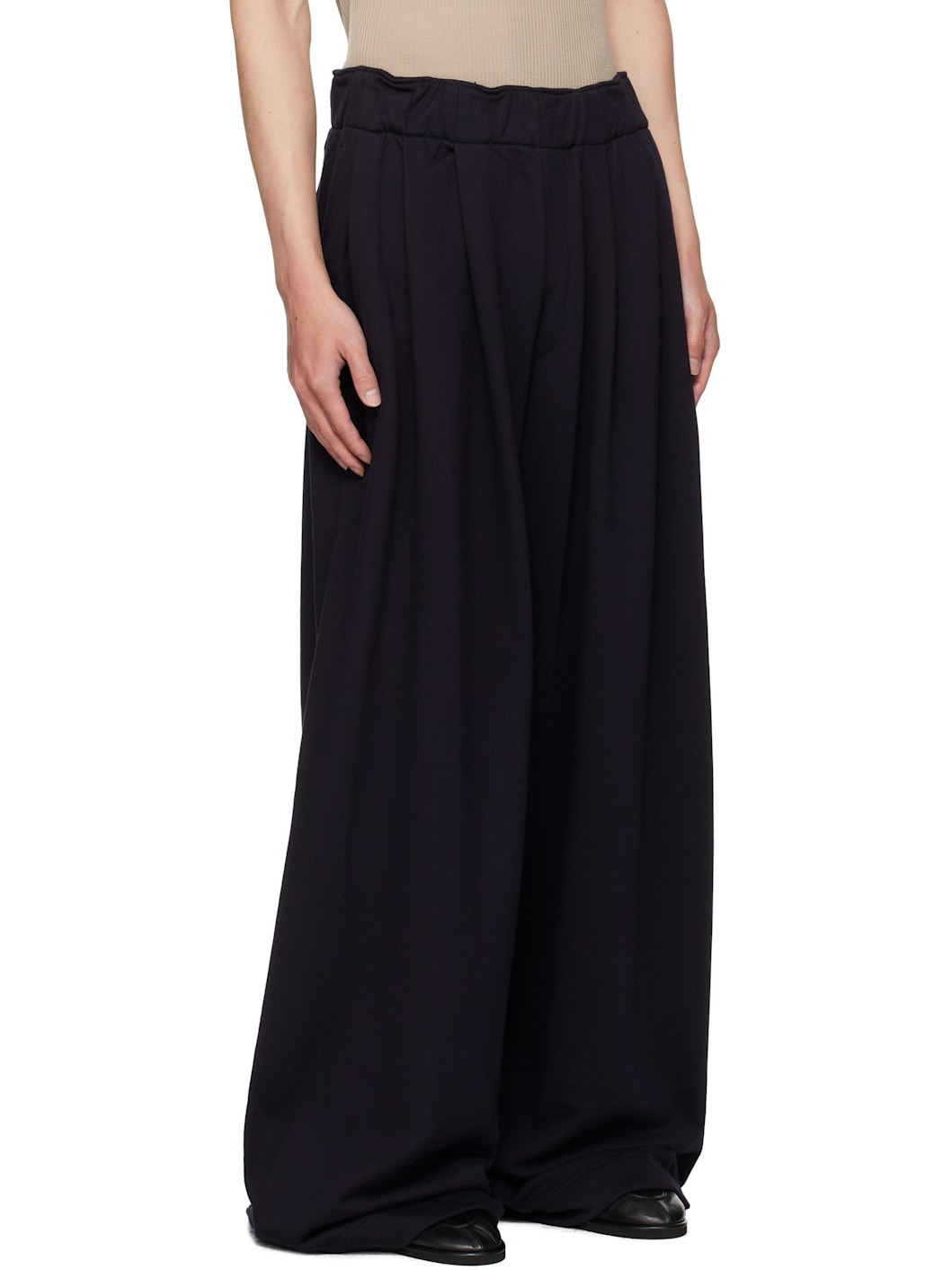 Navy Pleated Sweatpants - 2