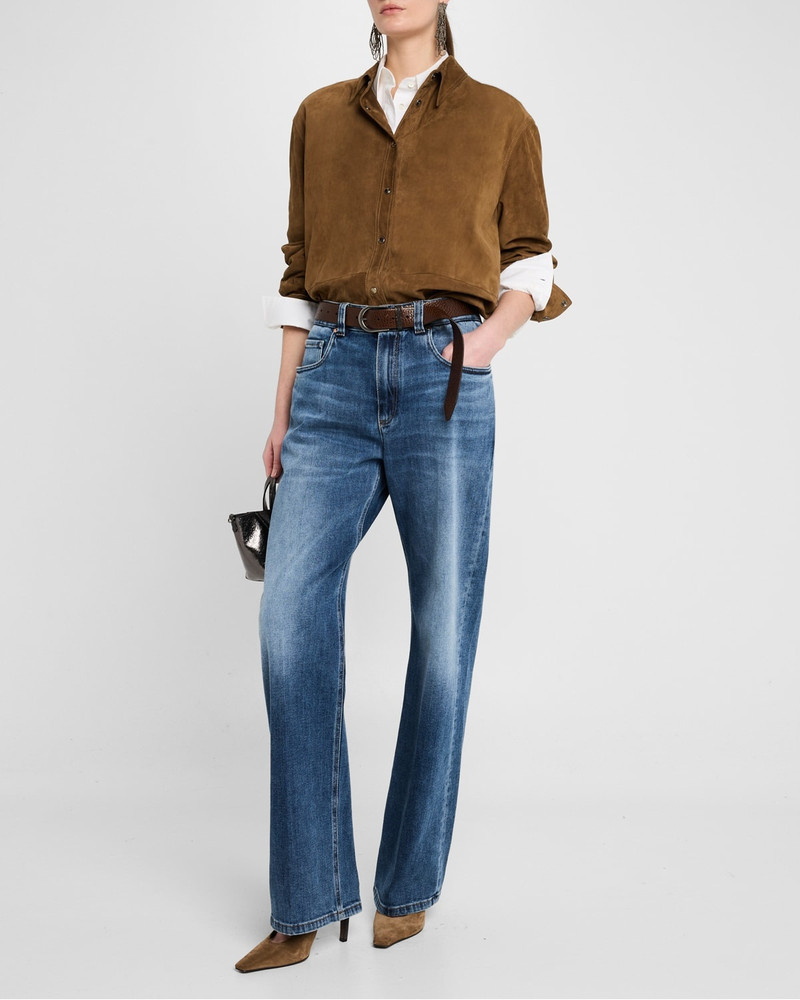 Brunello Cucinelli Soft Denim Loose Stove Pipe Jeans outlook