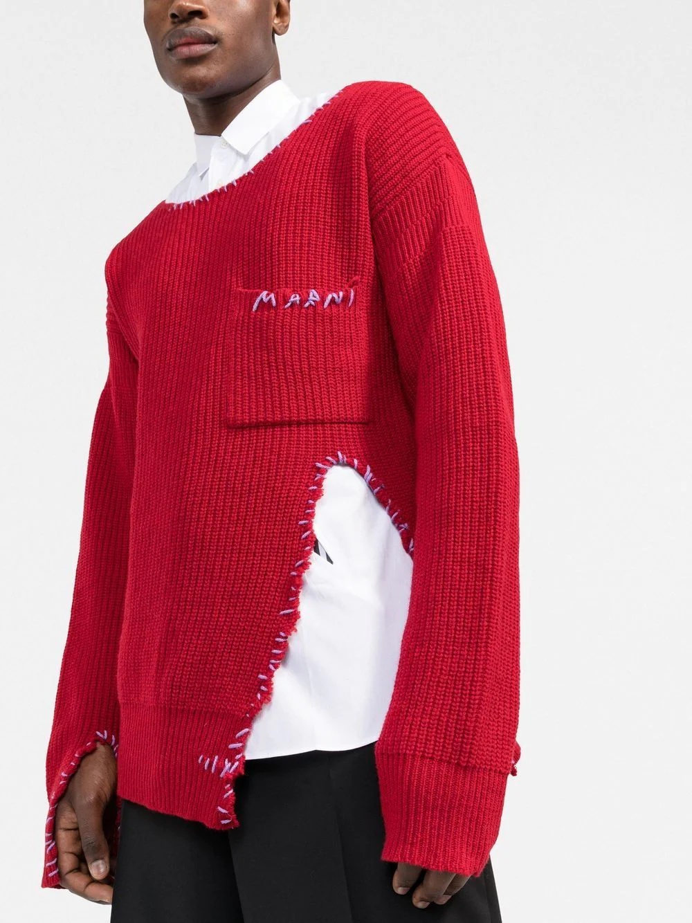 contrast-stitch knitted jumper - 3