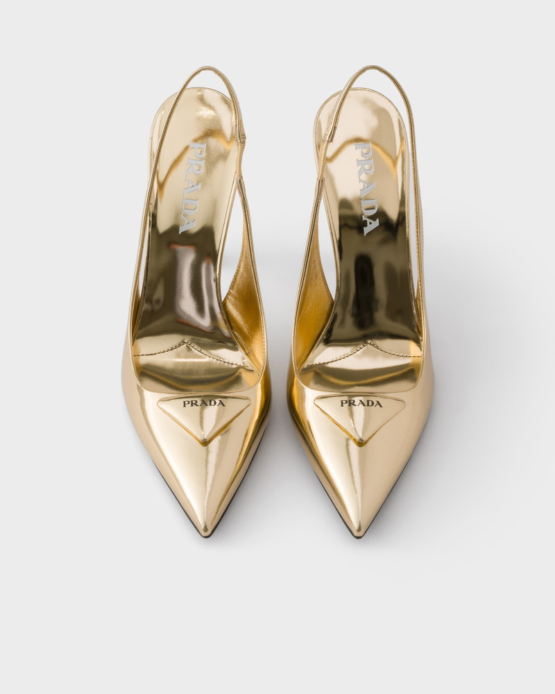 Metallic leather slingback pumps 3