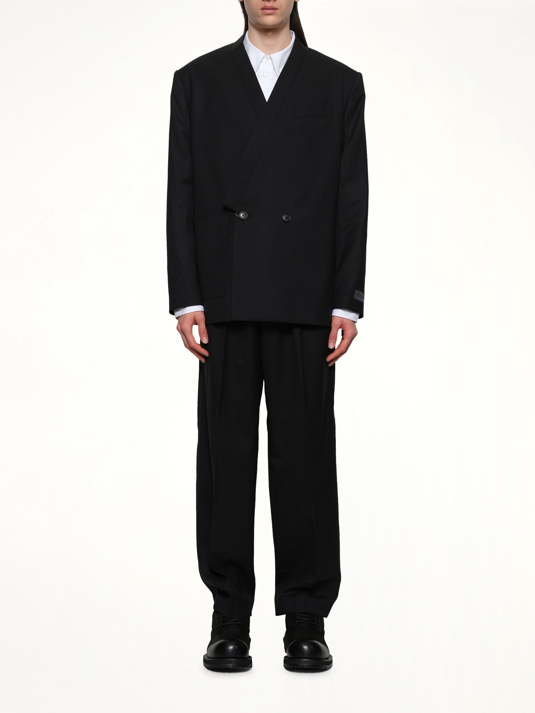 Kenzo Weave Kimono Tailored Jacket in Black - 7