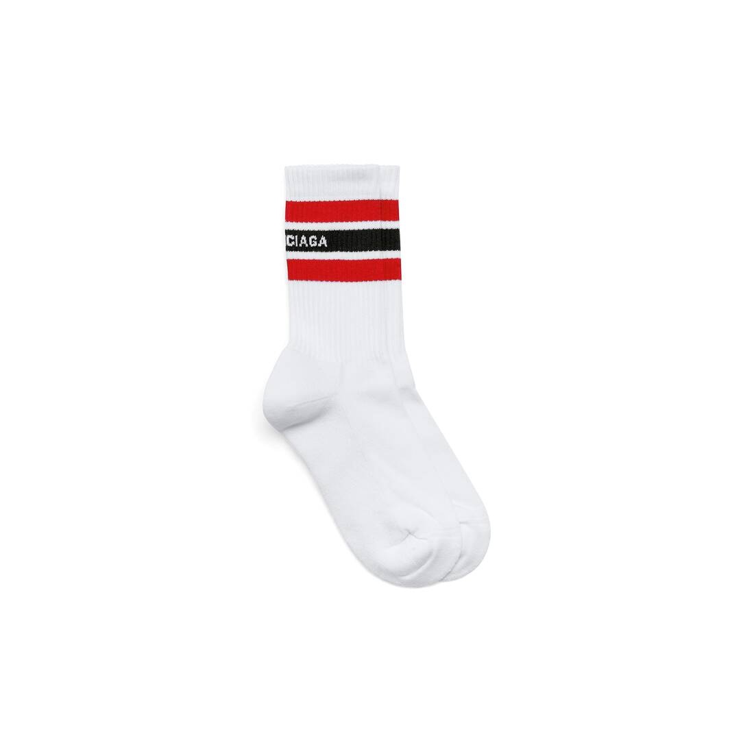 Men's Balenciaga Striped Socks in White - 1