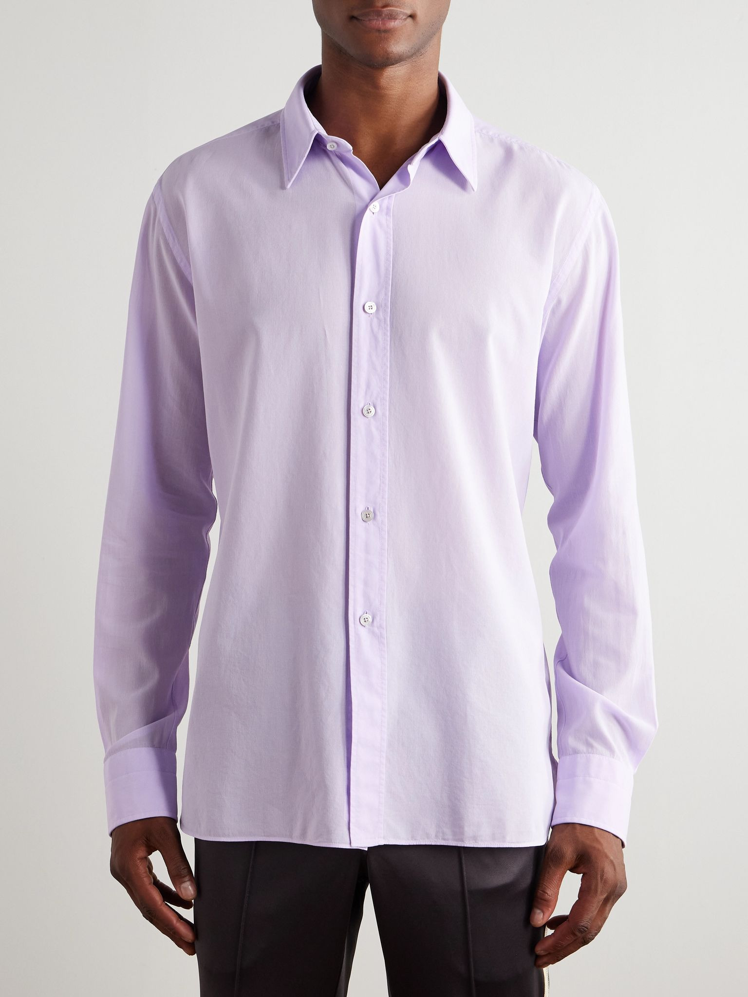 Cotton-Voile Shirt Purple - 3