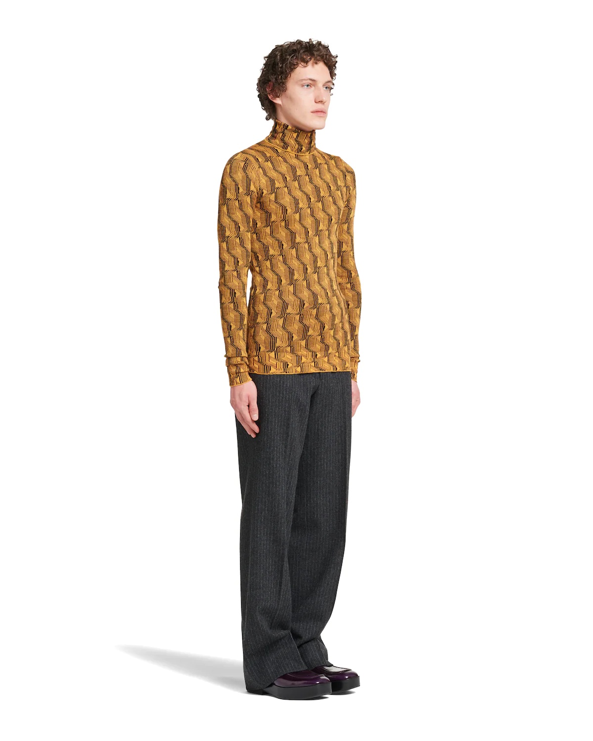 Jacquard superfine wool turtleneck sweater - 3