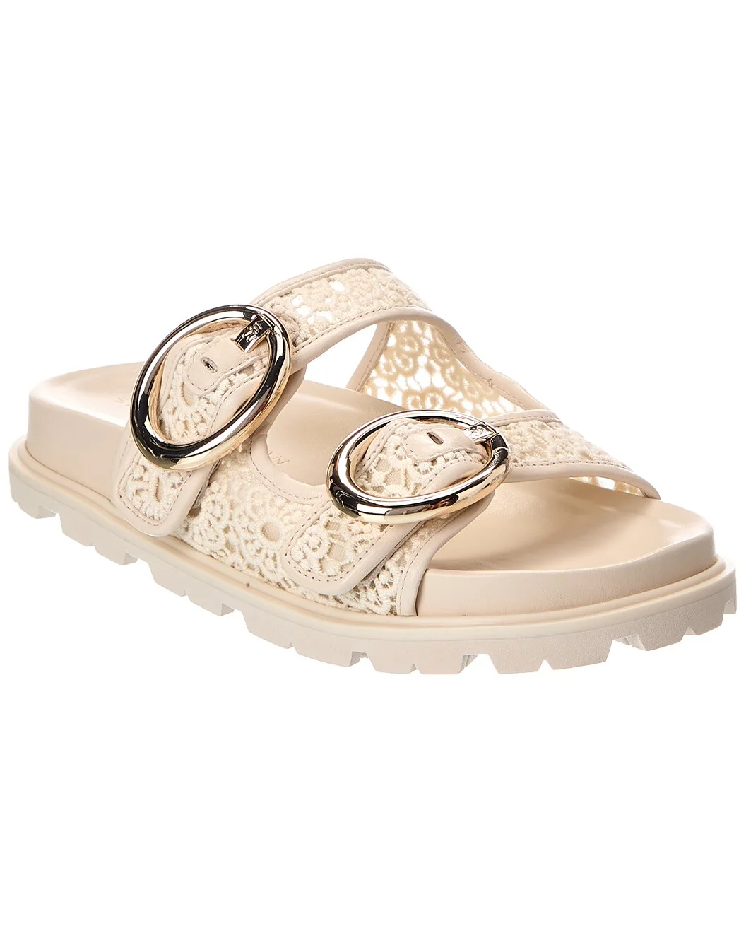 Stuart Weitzman Benni Crochet & Leather Sport Slide - 1