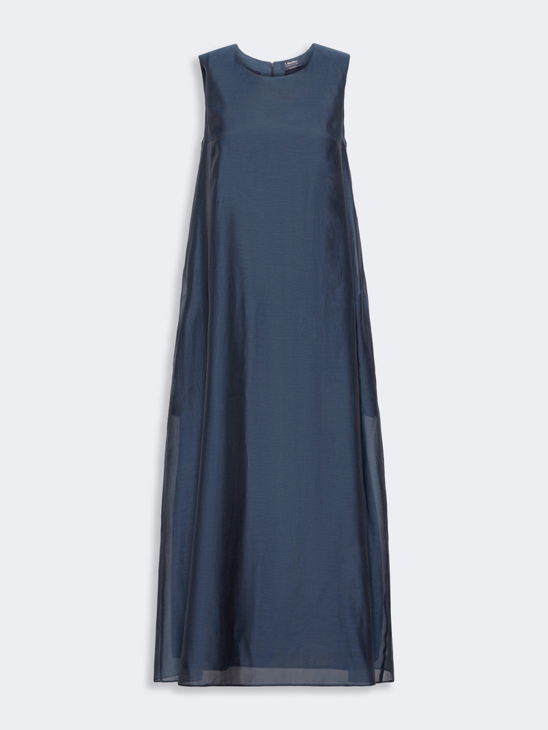 SAMIRA Cotton and silk voile flared dress - MIDNIGHTBLUE 1