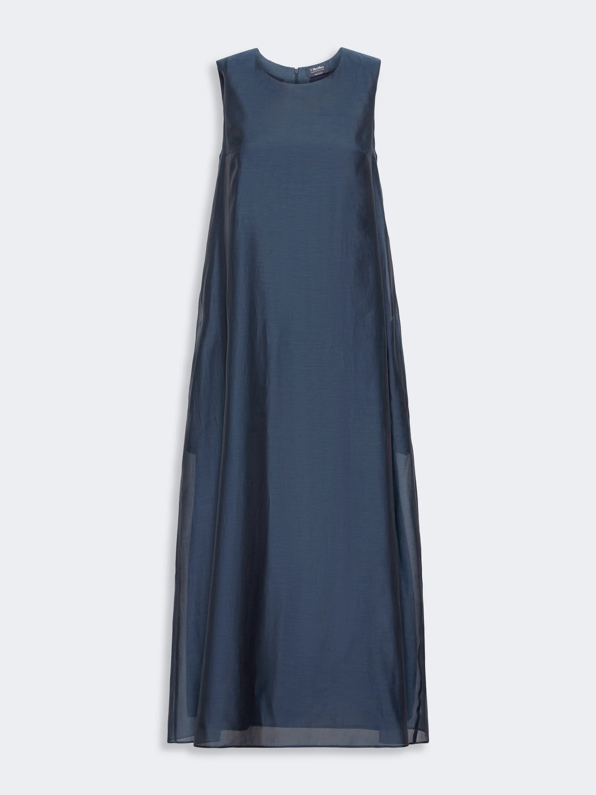 SAMIRA Cotton and silk voile flared dress - MIDNIGHTBLUE - 1