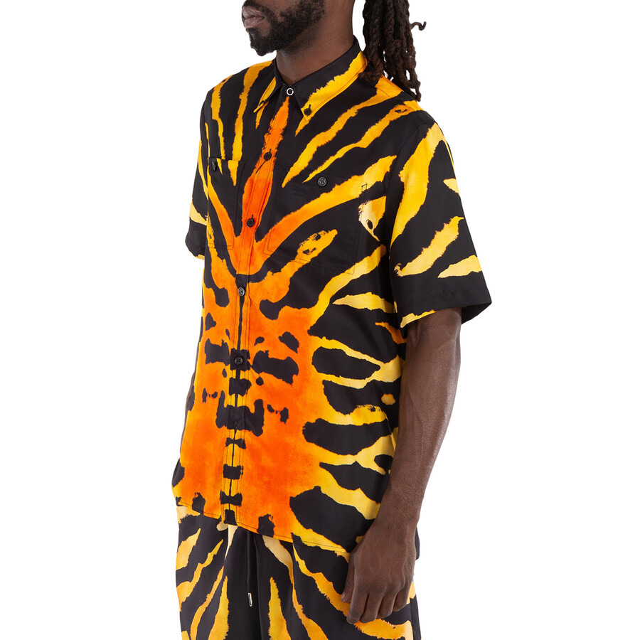 Burberry Tiger Print Short Sleeve Silk Shirt - 2