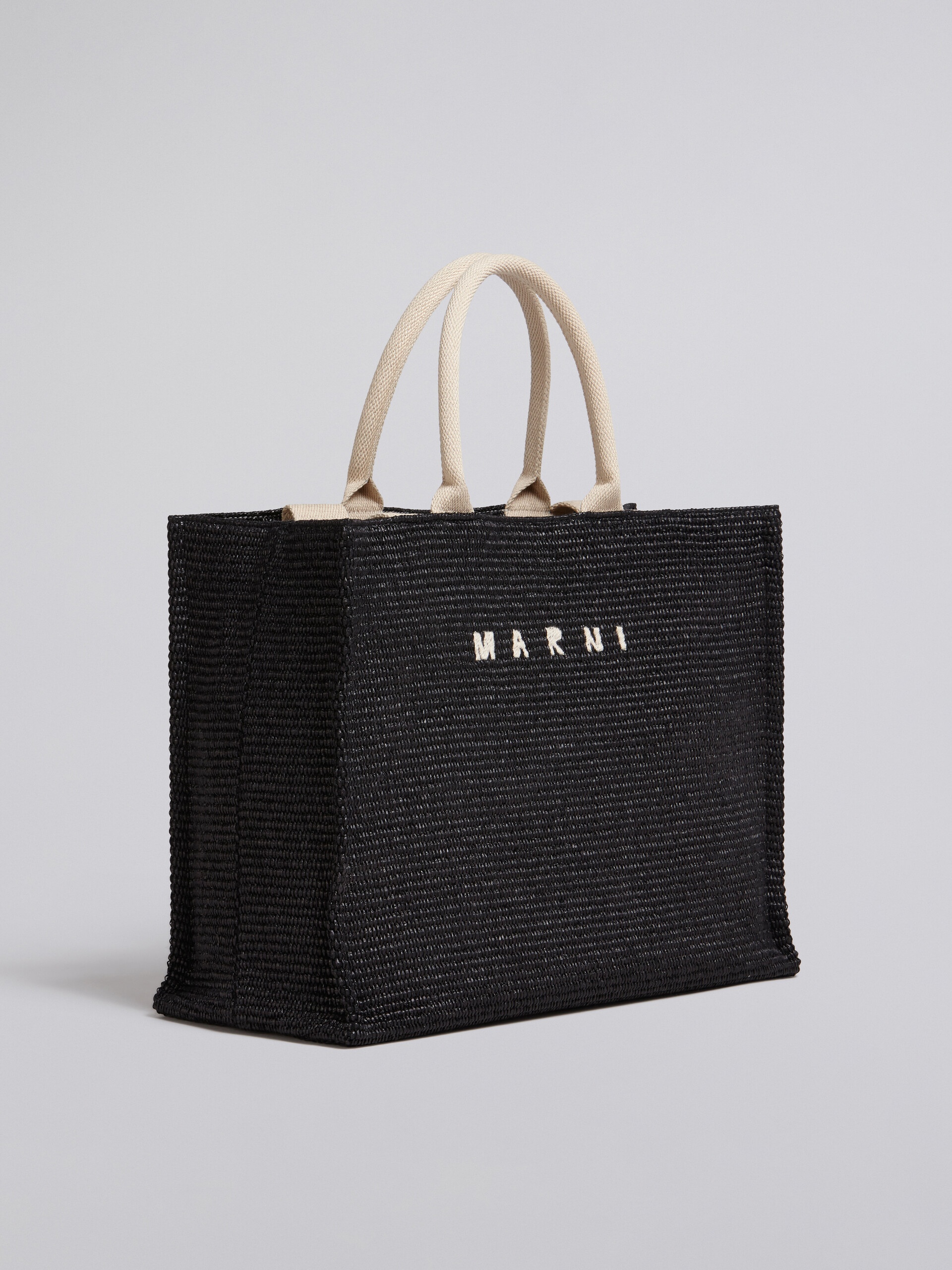 LARGE BLACK RAFFIA TOTE BAG - 6