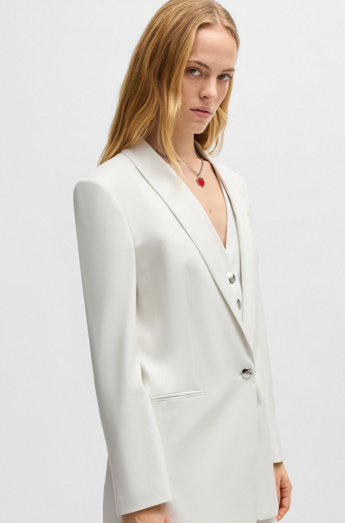 REGULAR-FIT BLAZER IN SHIMMER FABRIC - 6