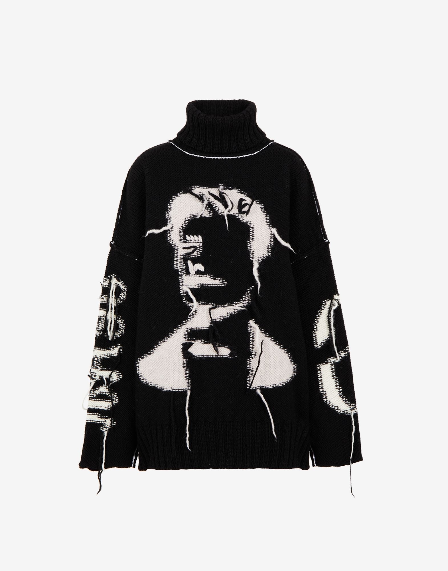 Reversed intarsia polo-neck sweater - 1