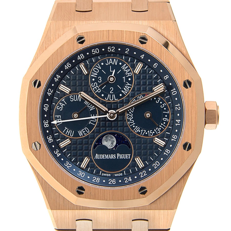 Audemars Piguet Royal Oak Prepetual Calendar Blue Dial Automatic Men's 18 Carat Pink Gold Watch 2657 - 2