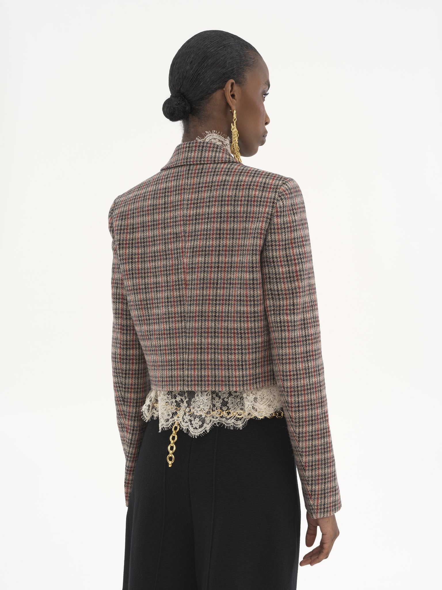 CROPPED SPENCER JACKET IN HOUNDSTOOTH WOOL - 5