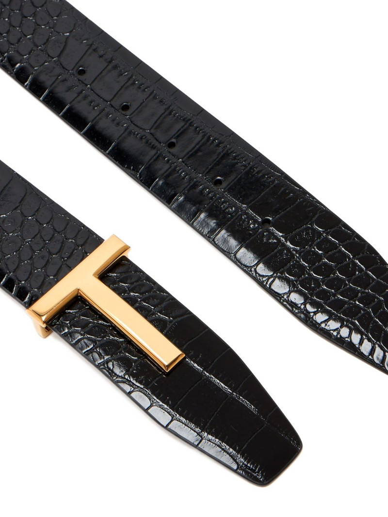 TOM FORD crocodile-embossed T-buckle belt outlook
