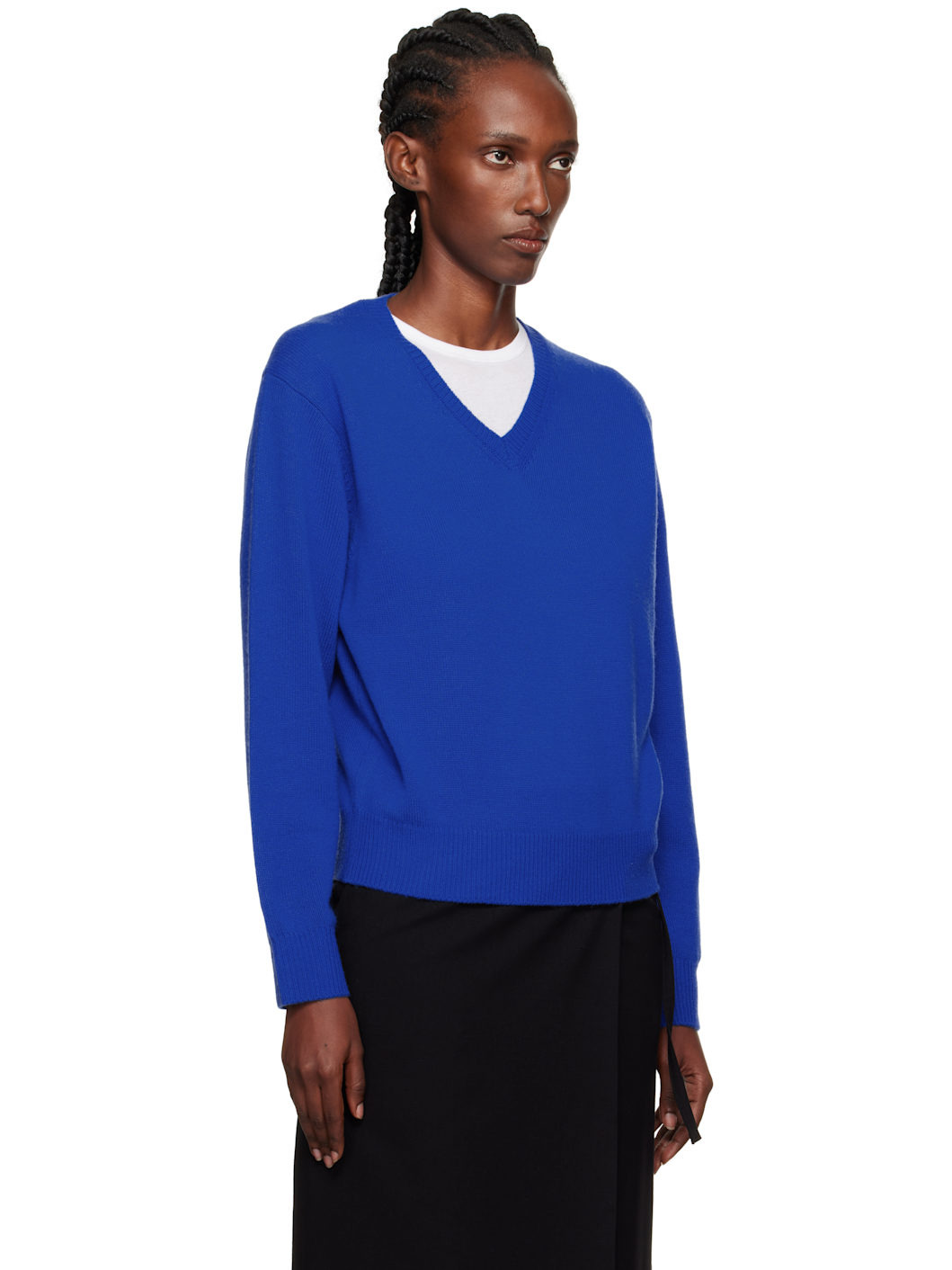 Blue Cashmere V-Neck Sweater - 2