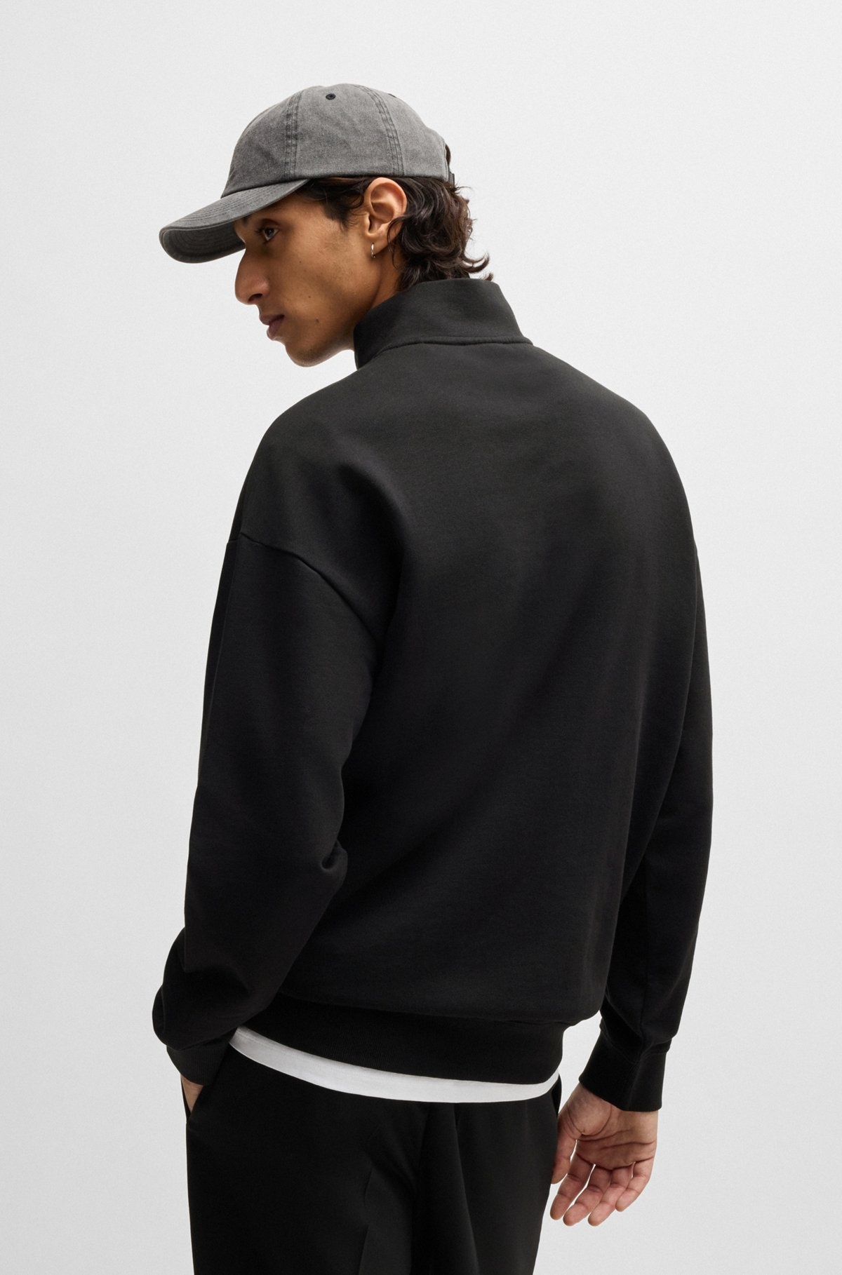 COTTON-TERRY ZIP-NECK SWEATSHIRT WITH LOGO PRINT - 5