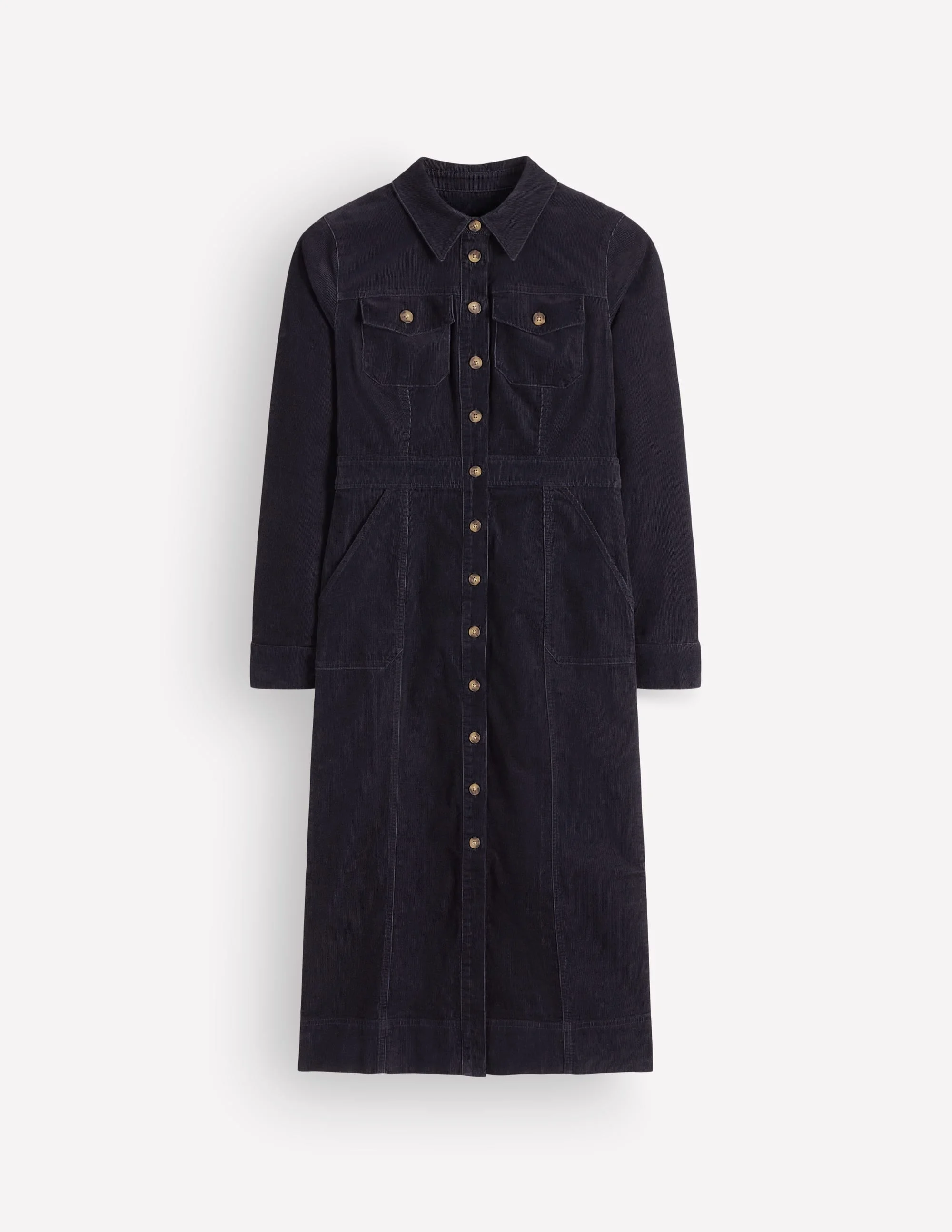 Fleur Cord Midi Dress-Navy - 1