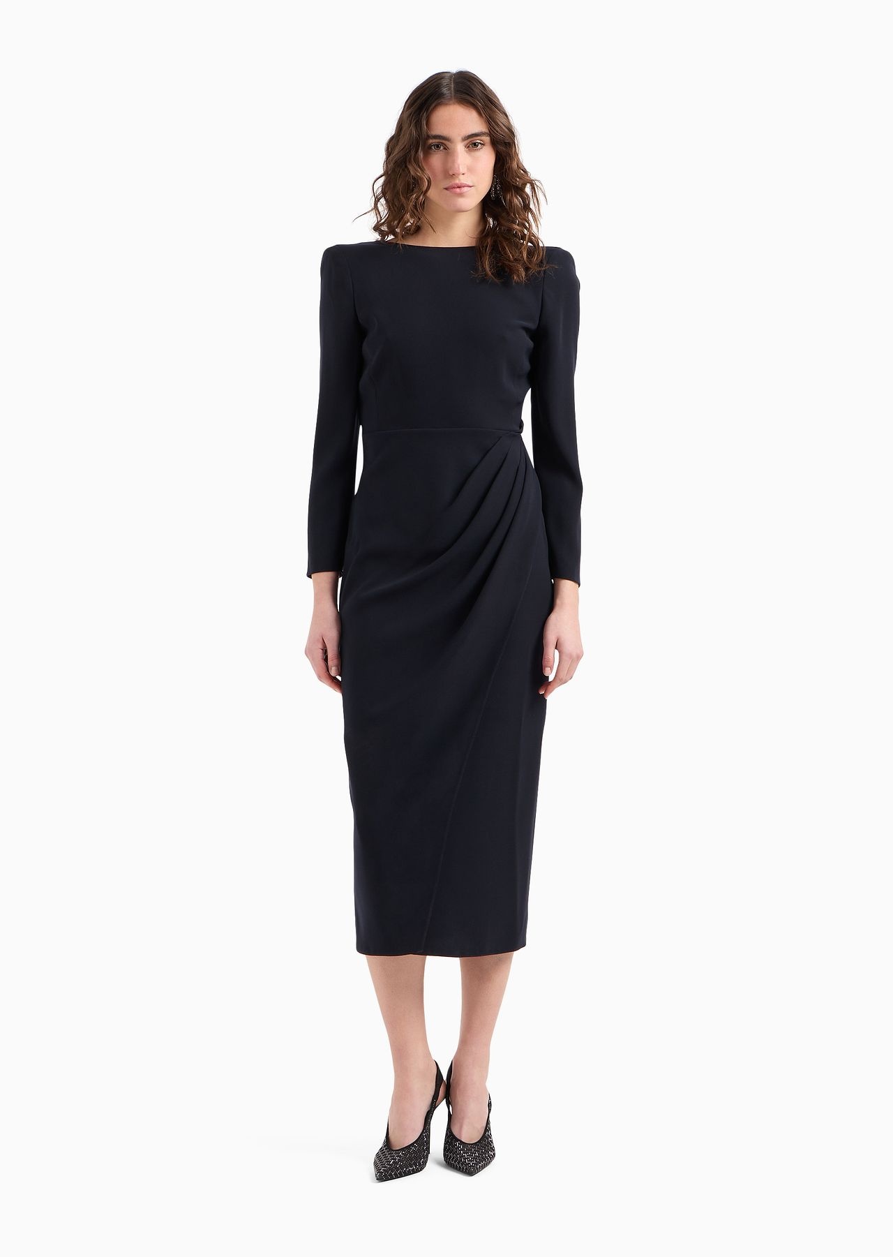 Techno cady midi dress with side draping - 2