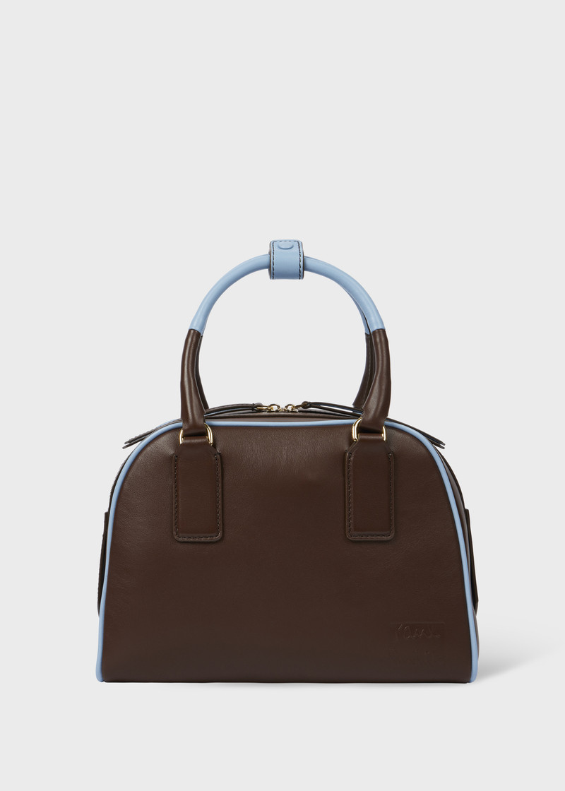 Women's Leather Contrasting Trim Top Handle Bag 1