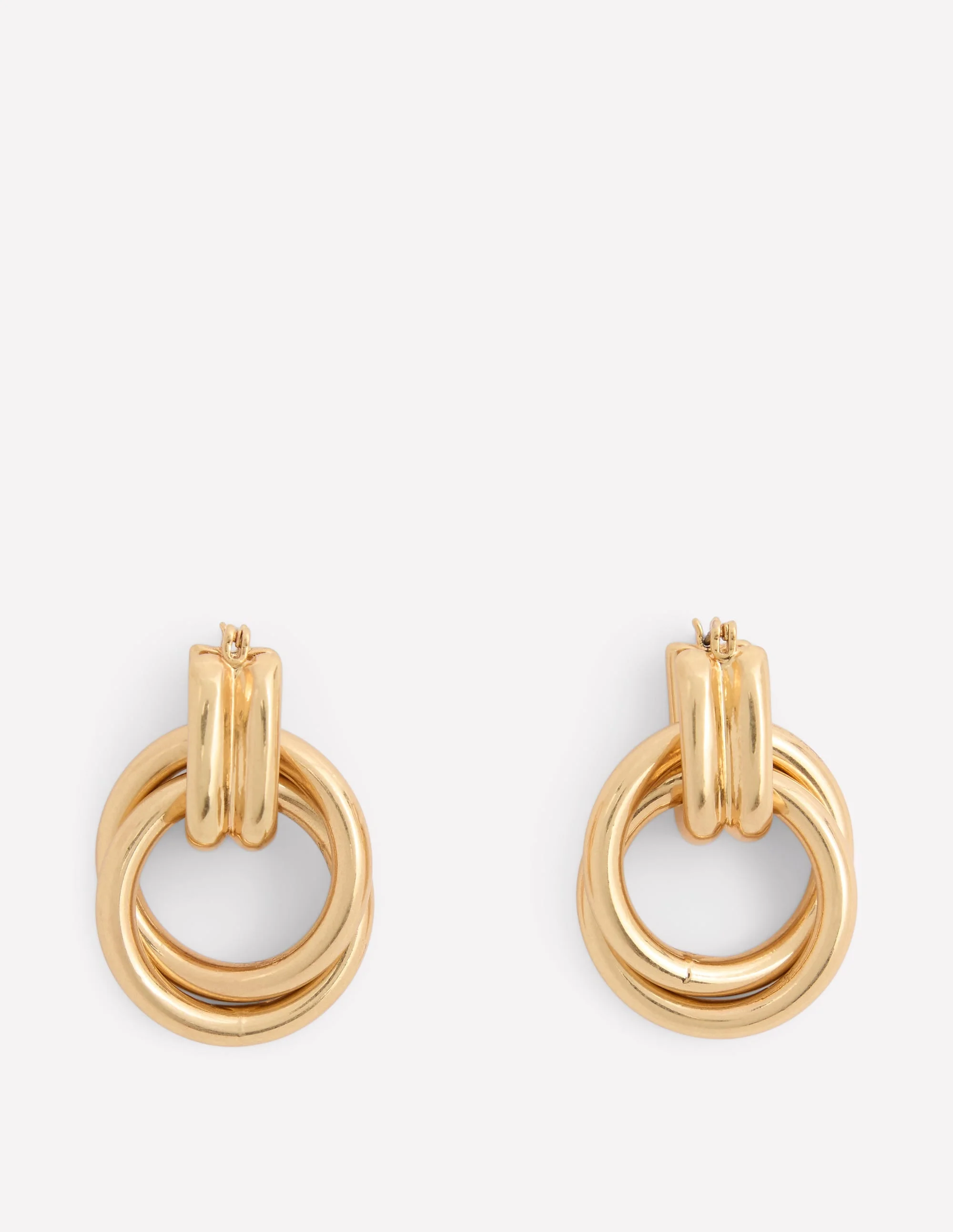 Double Twist Earrings-Gold Colour - 1