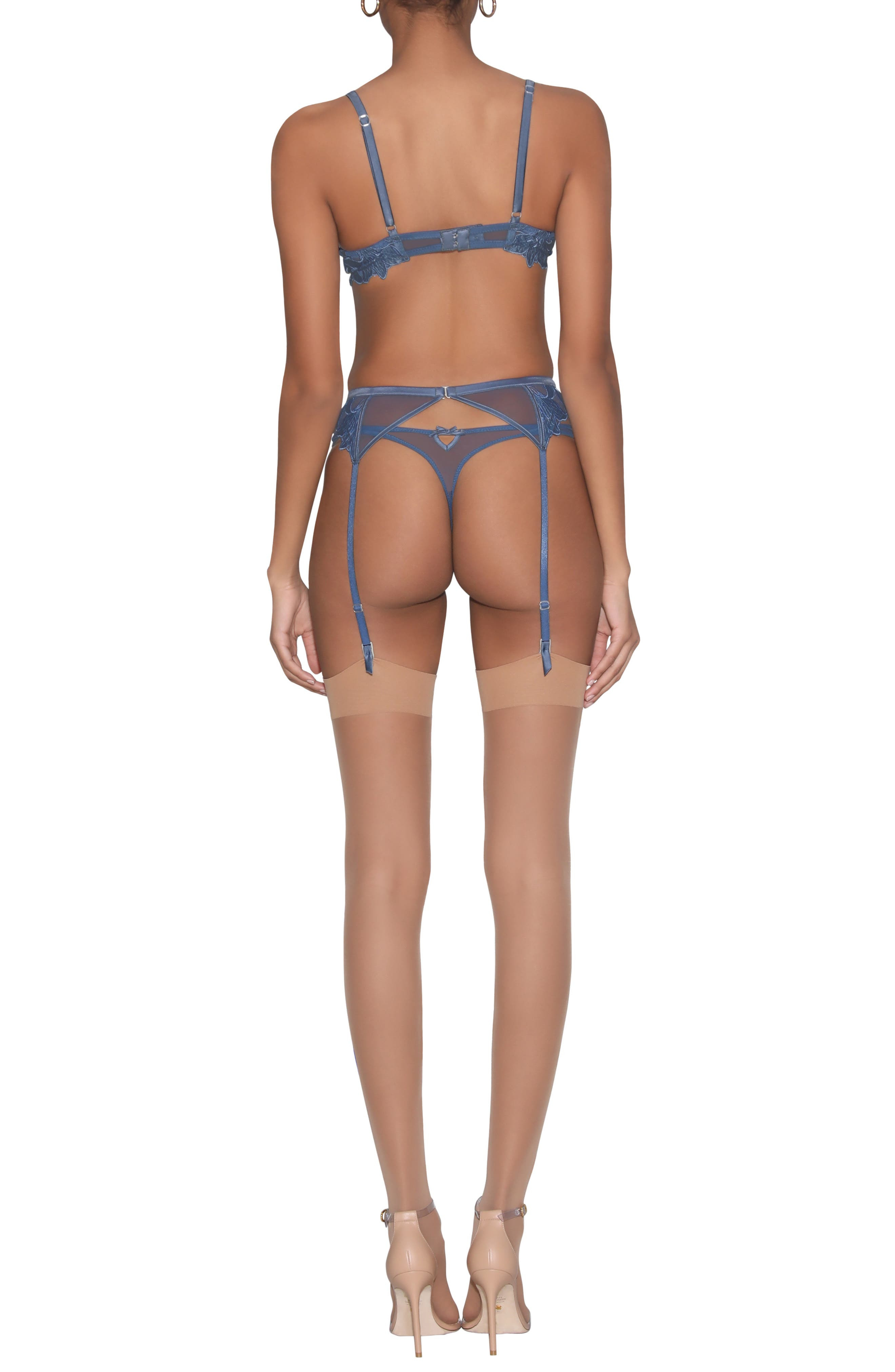 Fleur Du Mal Lily Embroidered Hipster Thong in Spring Denim at Nordstrom - 8