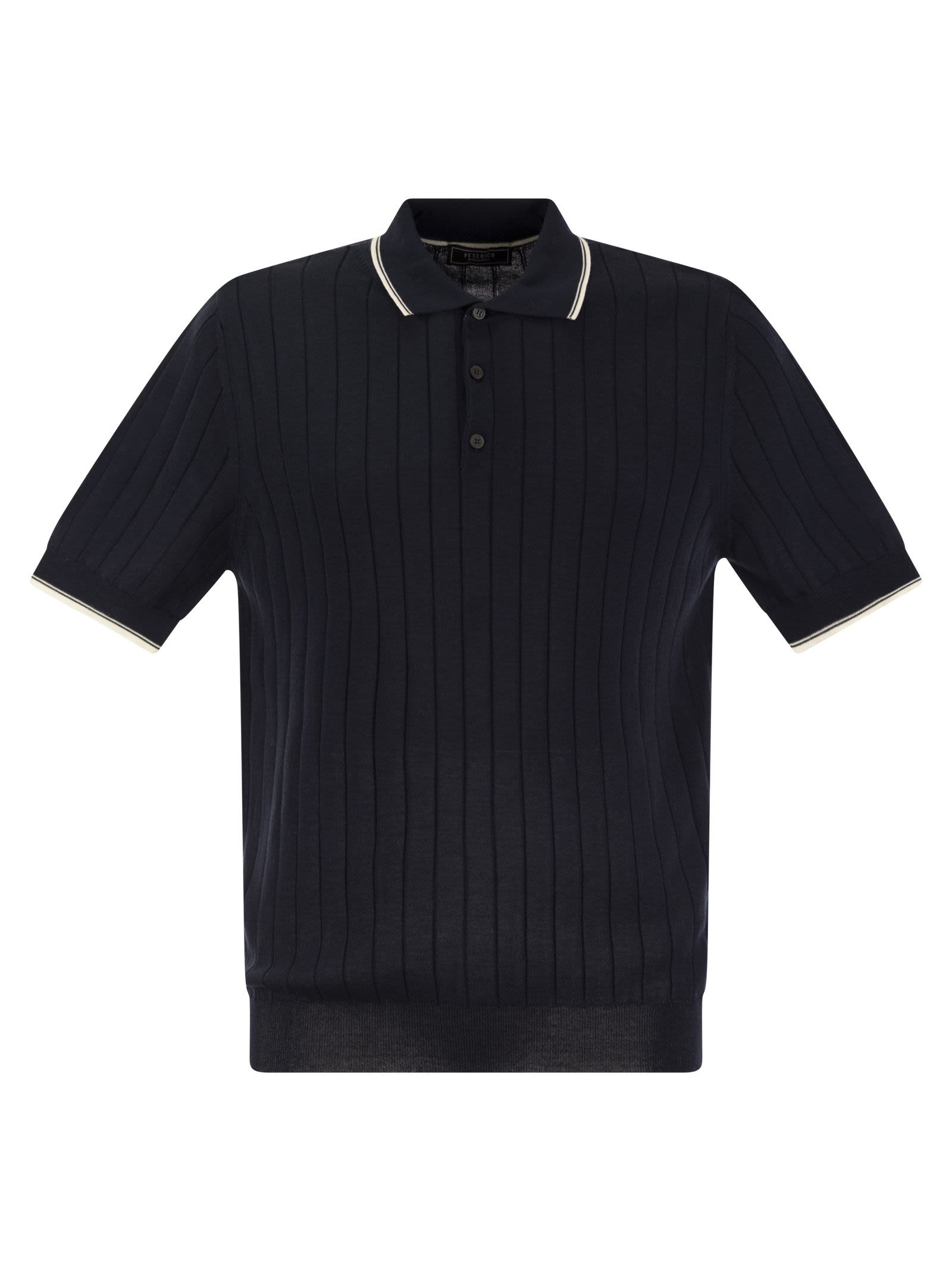 Peserico - Peserico Men Polo Shirt In Pure Cotton Crepe Yarn With Flat Rib - 1