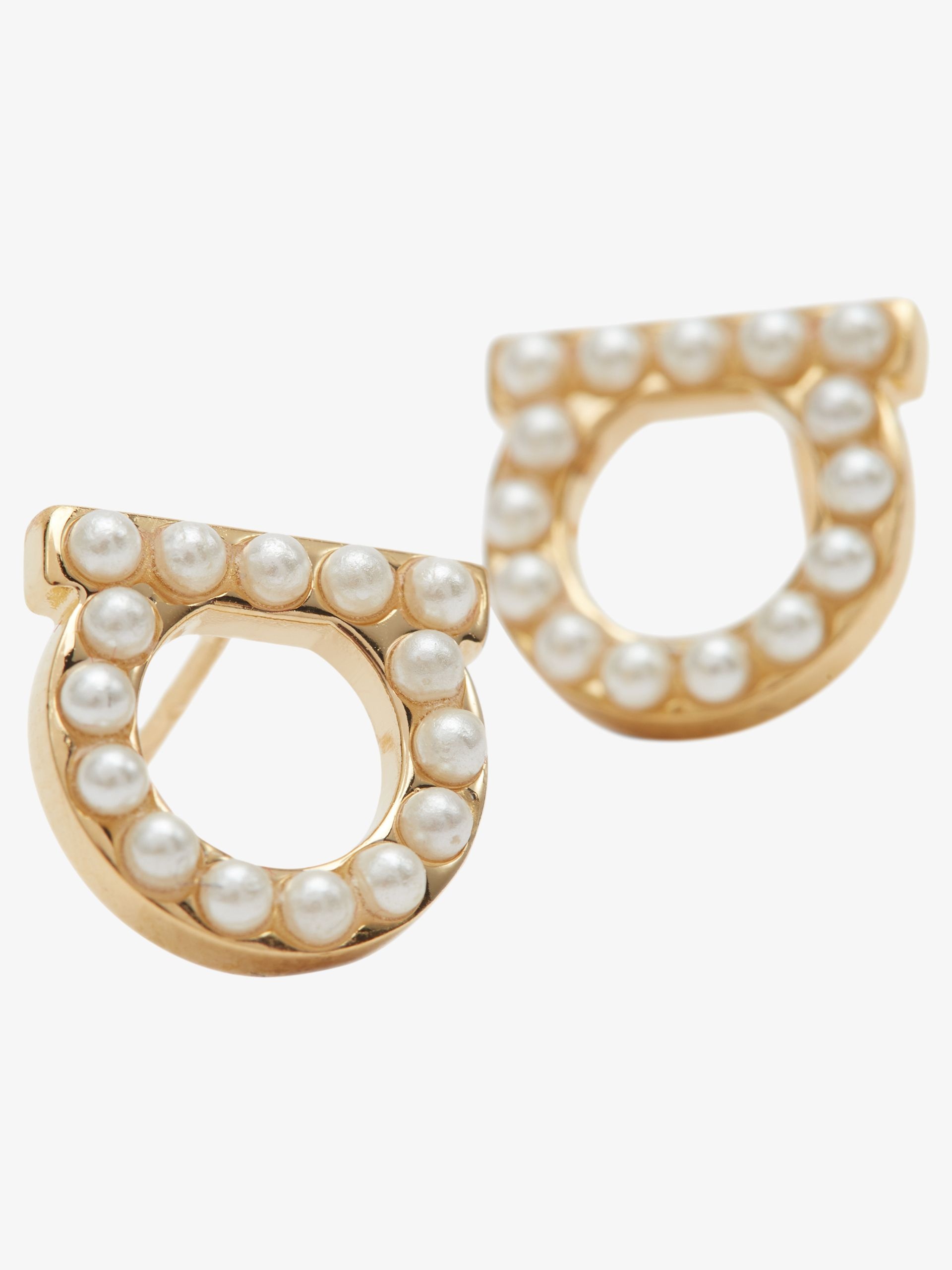 gold-plated Gancini pearl stud earrings - 2