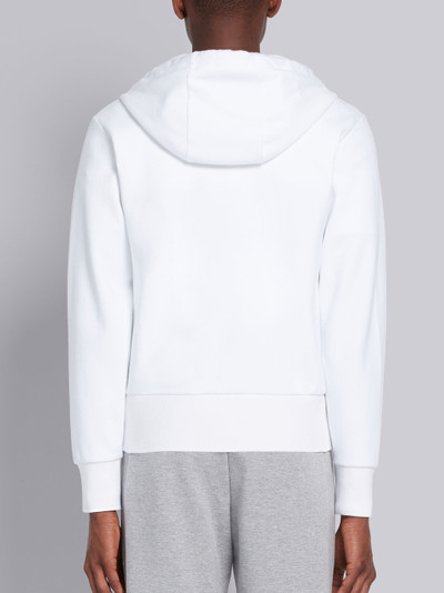 Thom Browne White Double Knit Cotton 4-Bar Zip-up Hoodie outlook