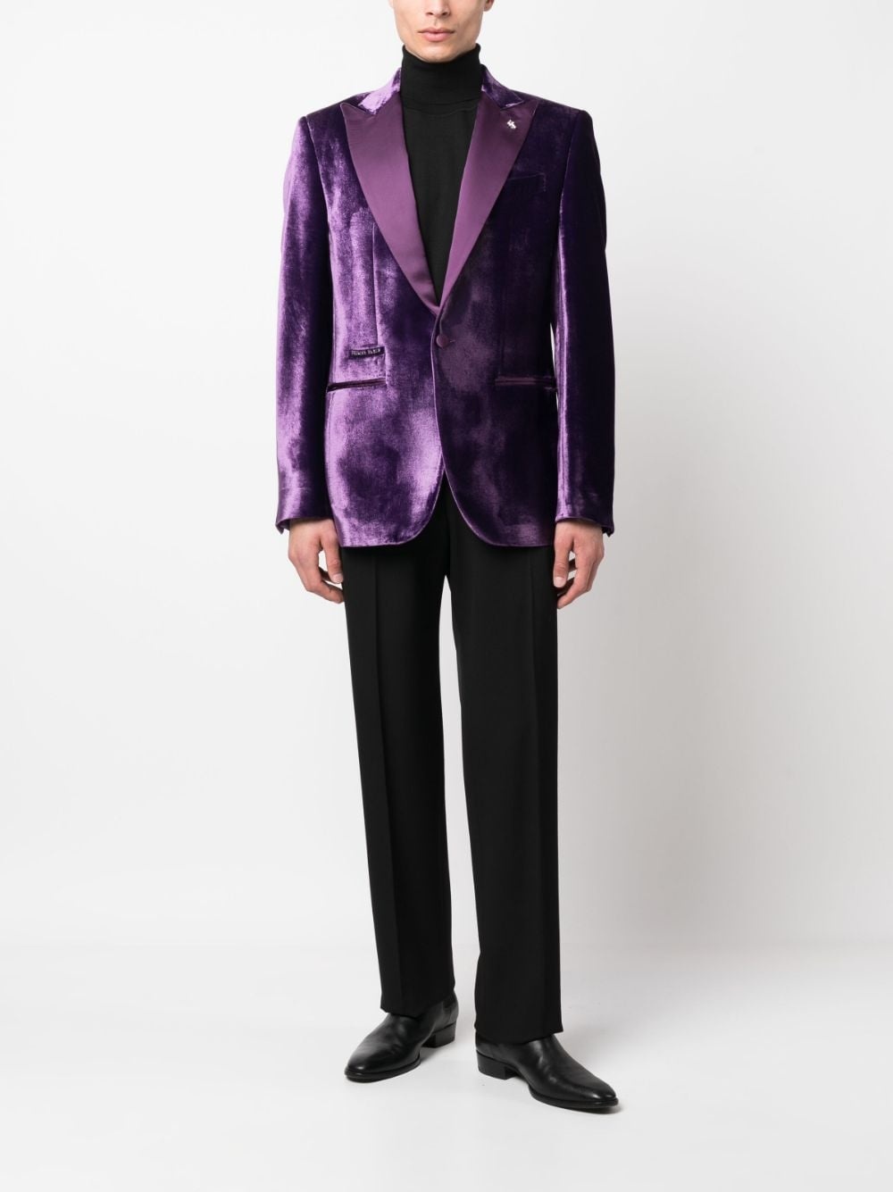 single-breasted velvet blazer - 2