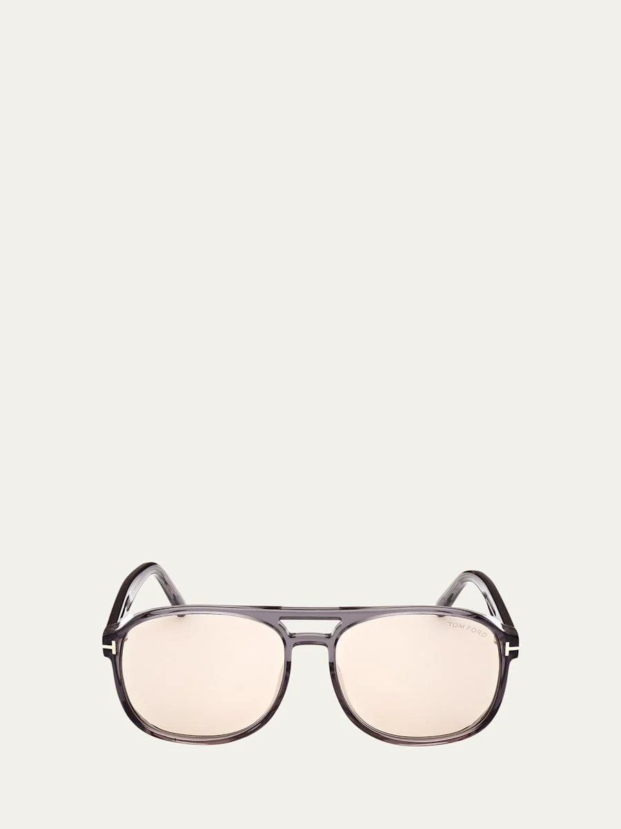 Grey Transparent Acetate Aviator Sunglasses - 1
