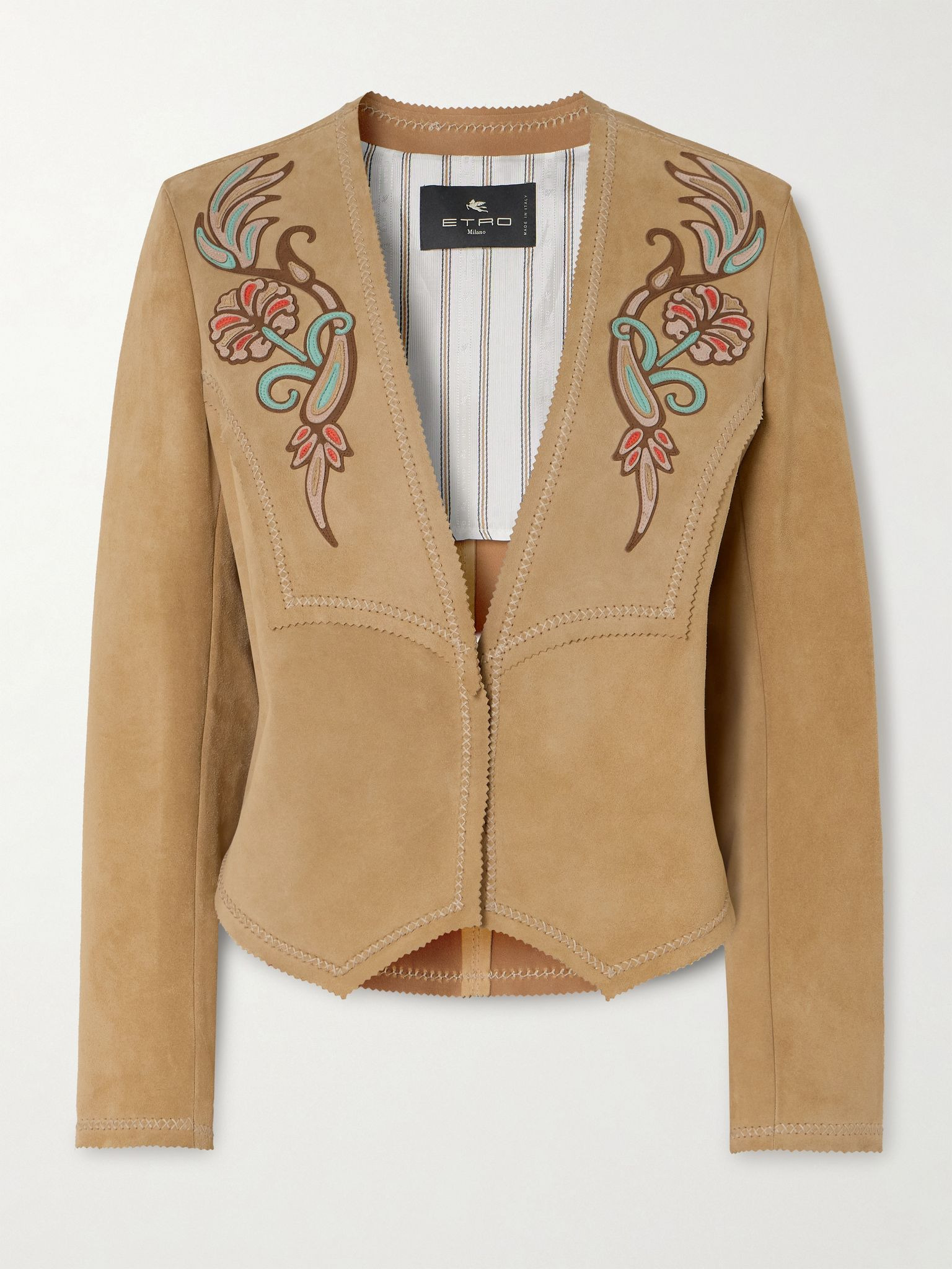 Appliquéd suede jacket Sand - 1