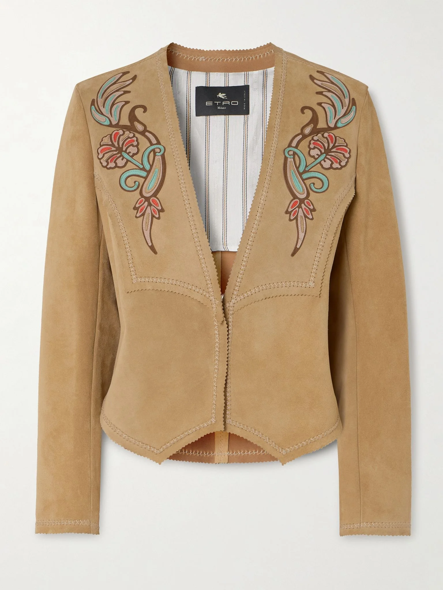 Appliquéd suede jacket Sand - 1