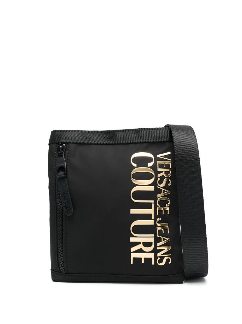 metallic-logo crossbody bag - 1