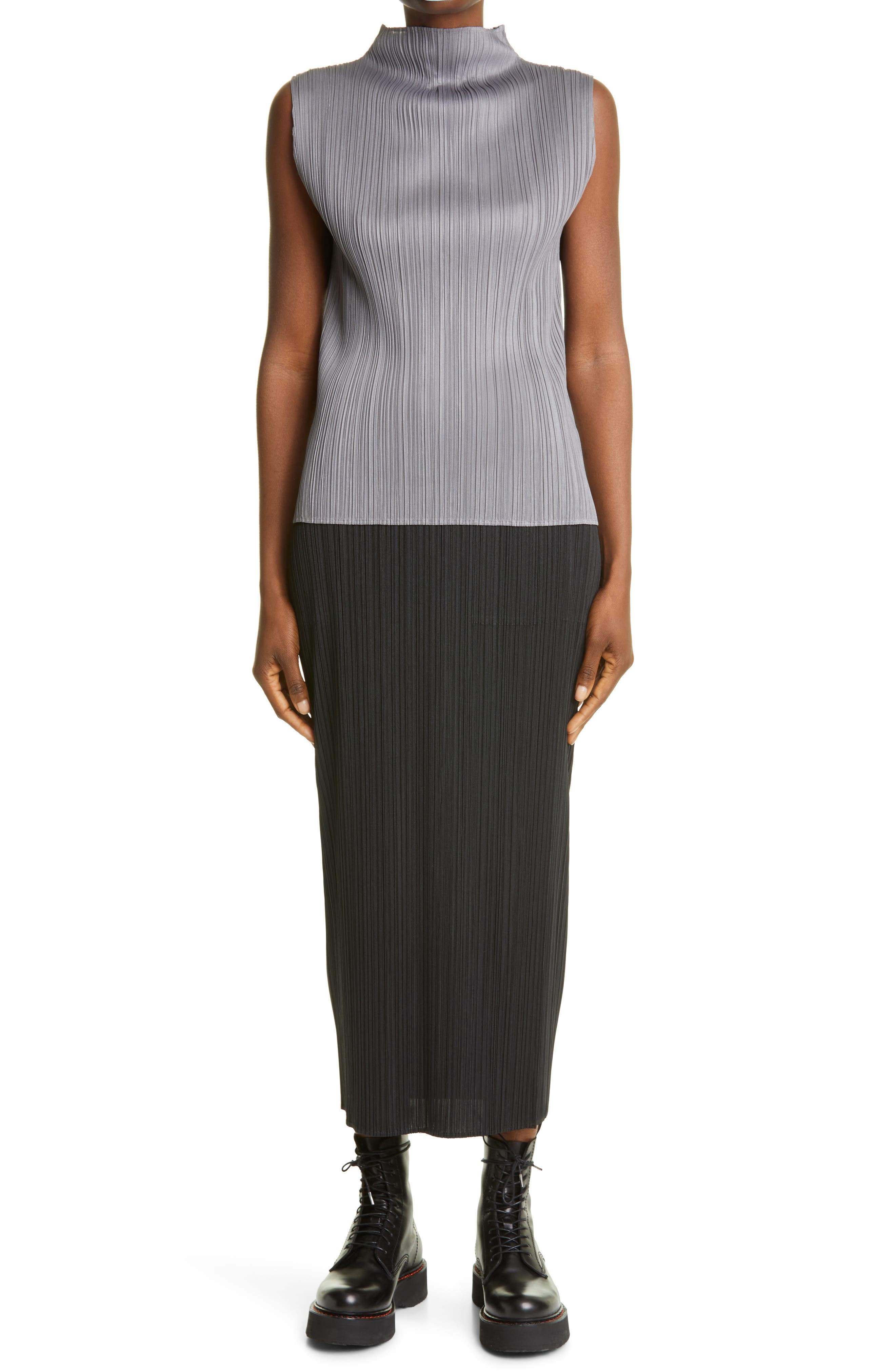 Pleats Please Issey Miyake Basics Pleated Midi Skirt in Black at Nordstrom - 7
